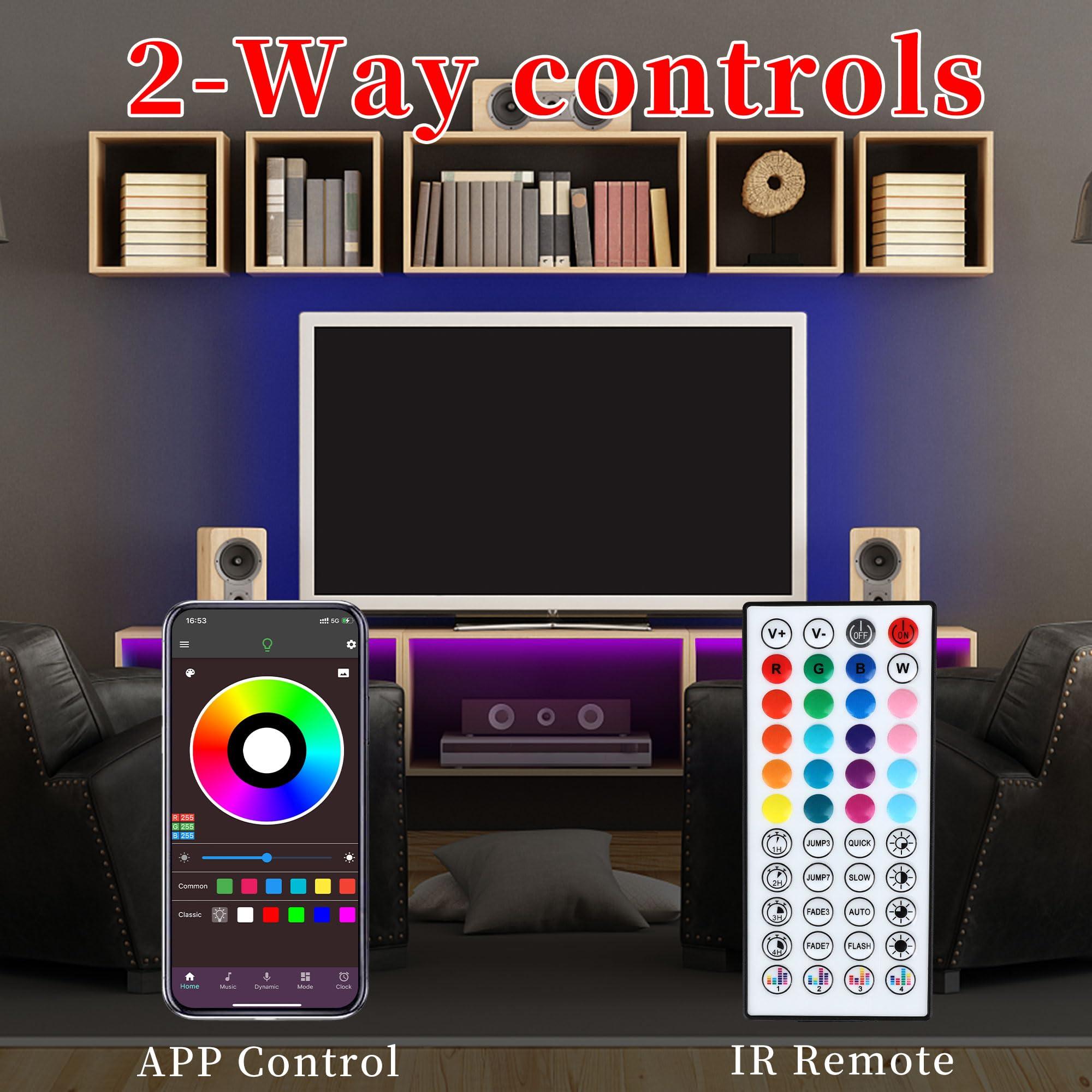 QZYL LED Lights for Bedroom, 25FT RGB LED Strip Lights with 44 Keys IR Remote, Smart LED Light Strip with Adhesive Backing Adjustable Brightness App Control for Bedroom Party Decoration - Image 4