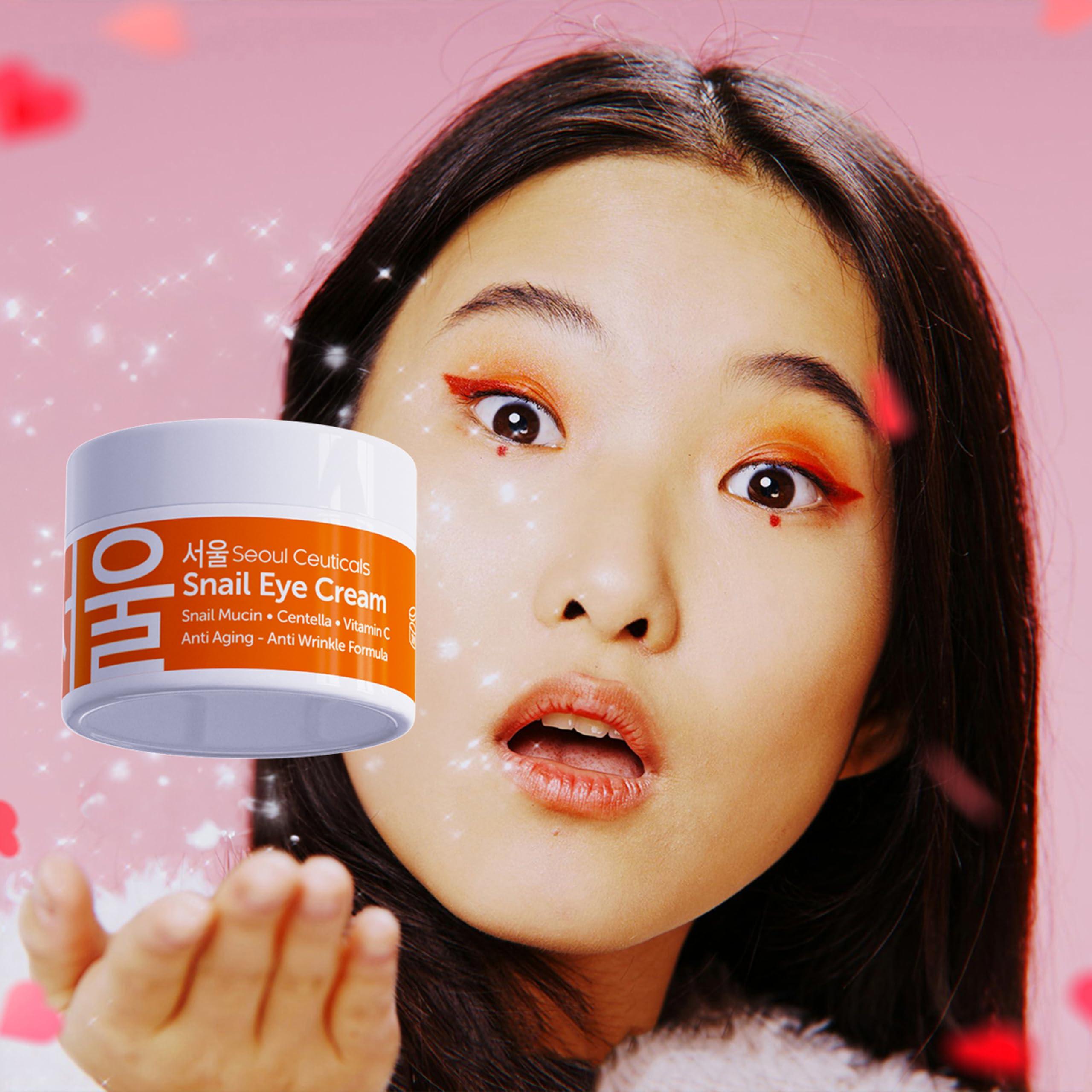 SeoulCeuticals Korean Snail Mucin Eye Cream - 97.5% Snail Filtrate K Beauty Anti Aging Under Eye Anti Wrinkle Eye Treatment Cream 0.5oz - Image 6