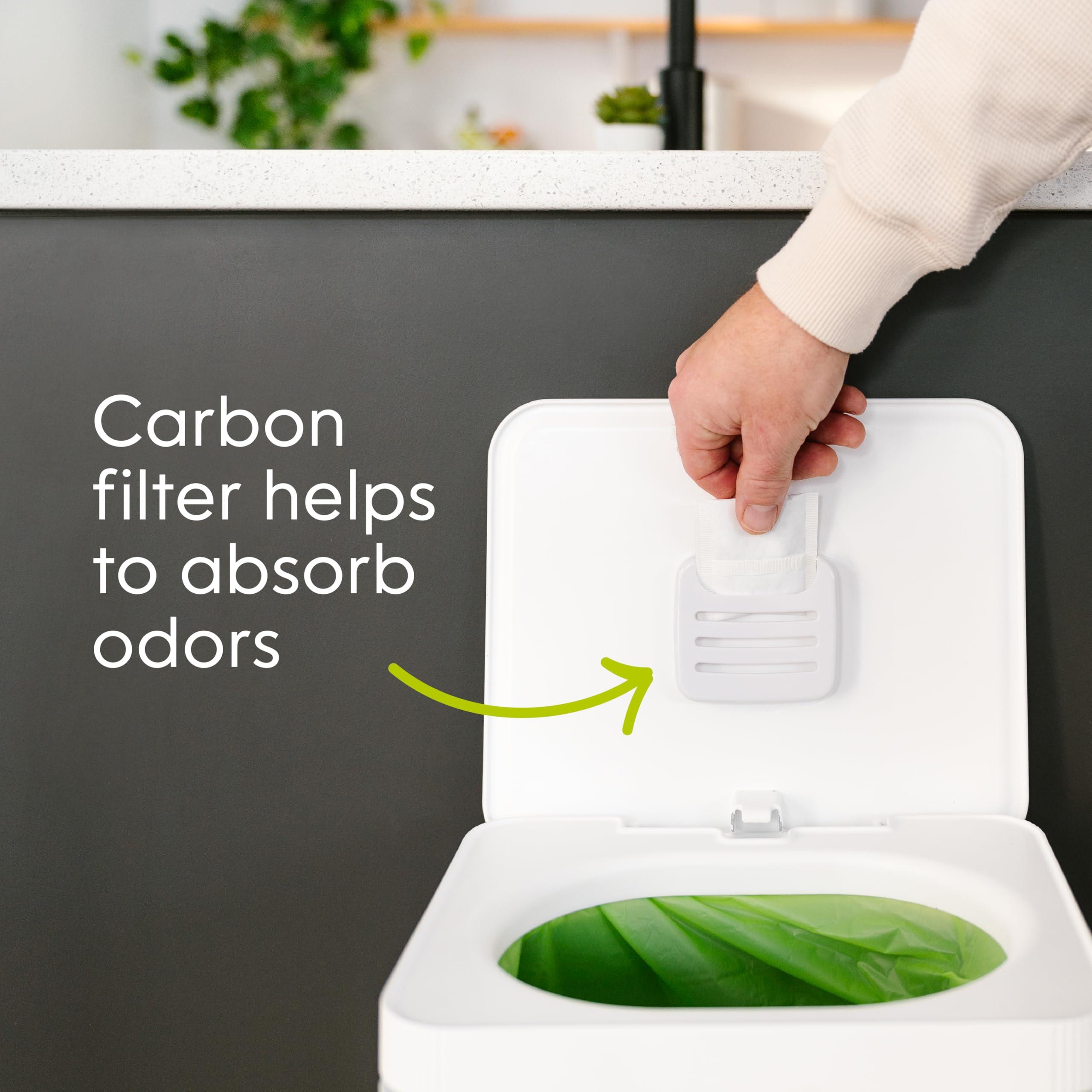 Compost Genie Kitchen Compost Bin, Silver Stainless-Steel Large, 3.6 Gallon, Indoor Odorless Composting, Hands-Free, Washable Parts, Includes 8 Tear-Off Compostable Bags and 4 Carbon Filters - Image 9