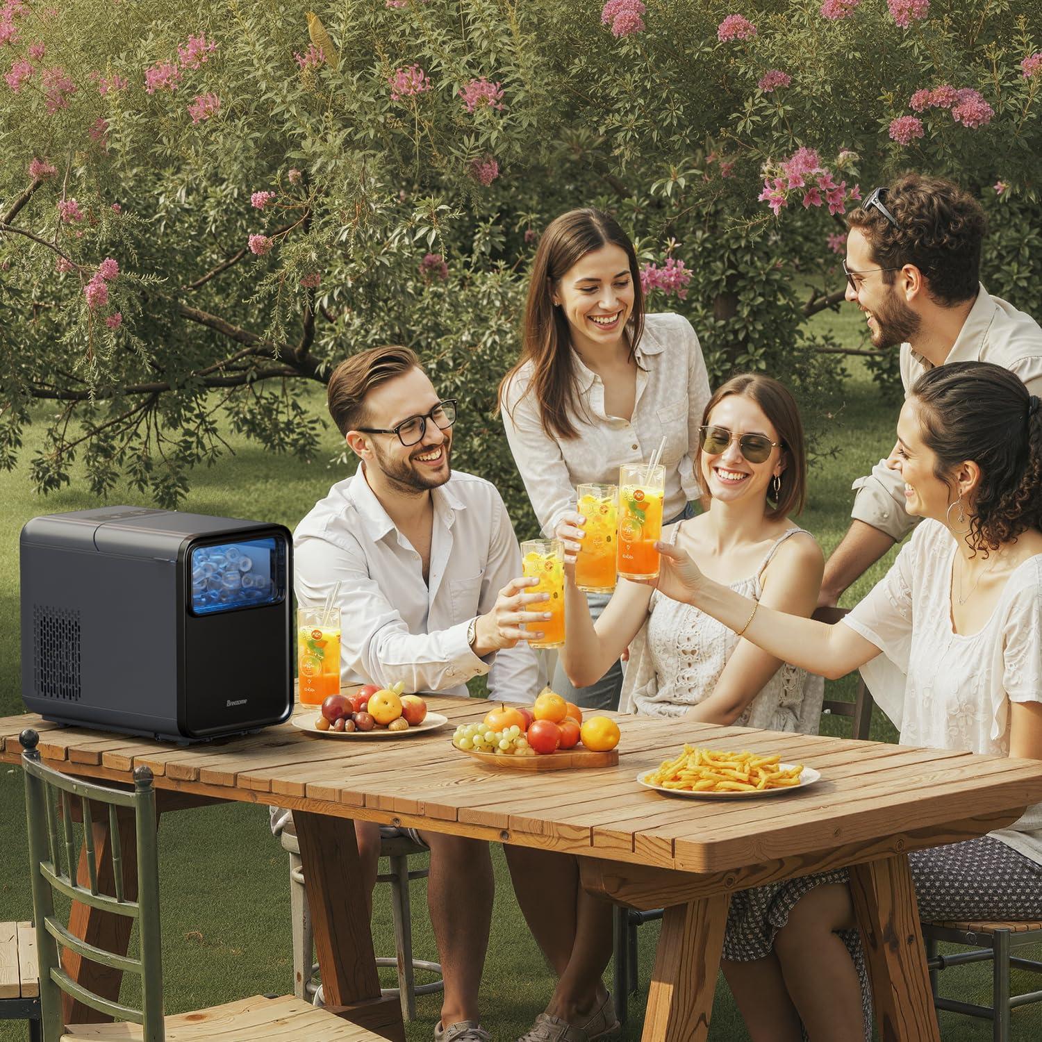 BREEZOME Ice Maker Countertop, Self-Cleaning Ice Machine, 9 Cubes in 6 Mins, 26.5lbs in 24Hrs, Compact Ice Maker with Basket & Scoop, Quiet Operation, 2 Sizes of Bullet Ice for Home Kitchen Camping RV - Image 2