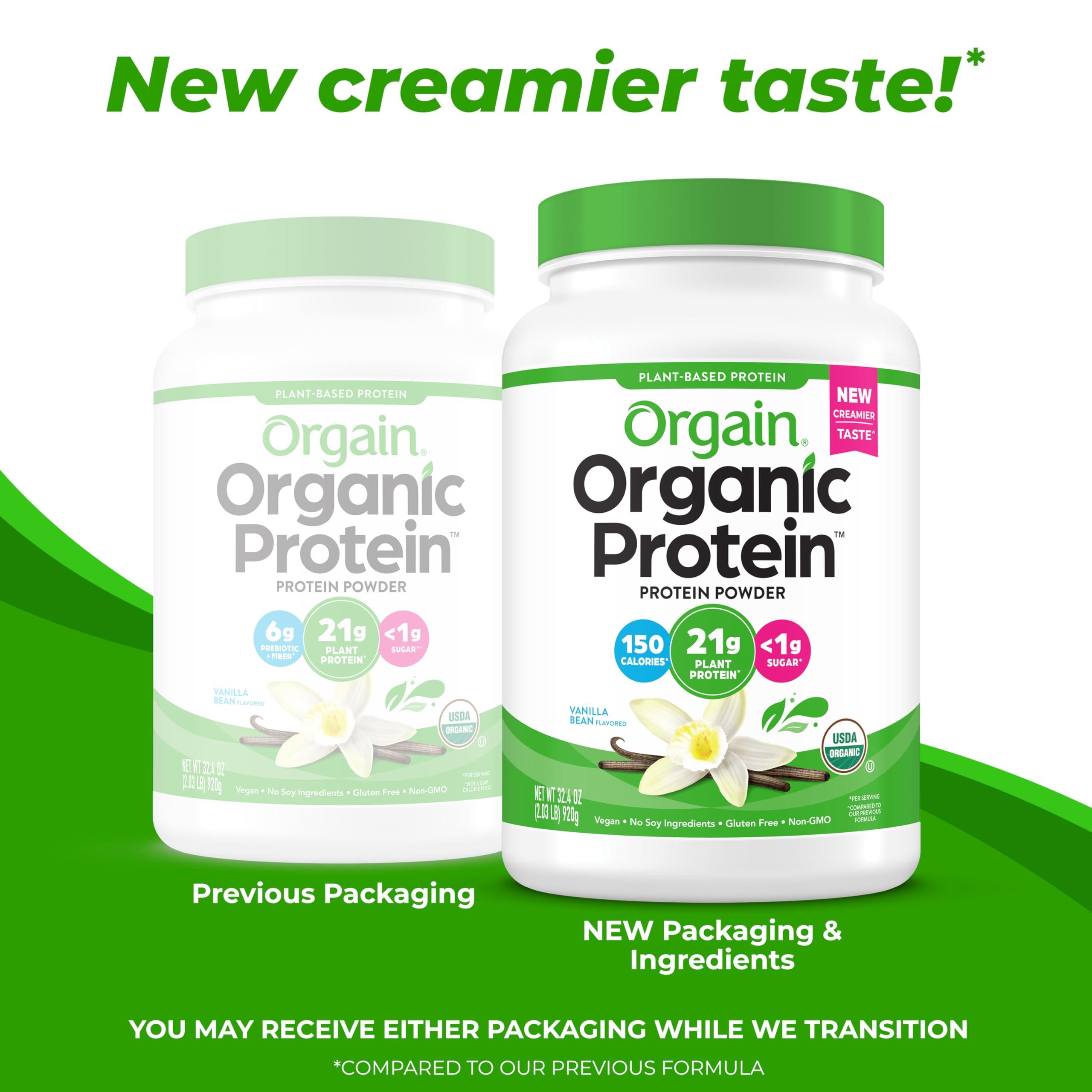 Orgain Organic Vegan Protein Powder, Vanilla Bean - 21g Plant Protein, 6g Prebiotic Fiber, No Lactose Ingredients, No Added Sugar, Non-GMO, For Shakes & Smoothies, 2.03 lb (Packaging May Vary) - Image 3