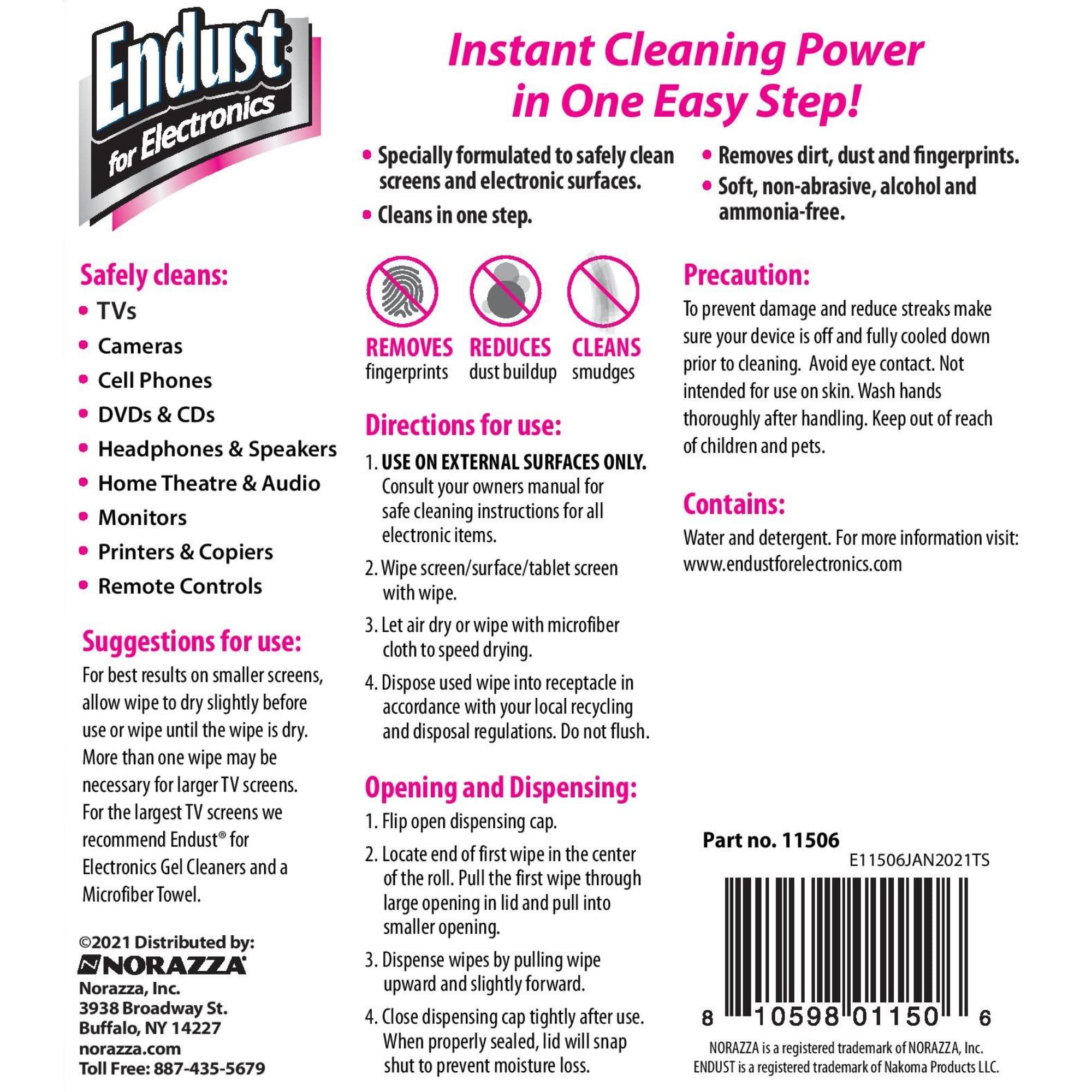 Endust For Electronics Screen Cleaner Wipes, Electronics Surface Cleaning Wipes, For Tablet, E-Reader, Monitor, Laptop, Phone, TV, GPS, Pre-Moistened, Alcohol & Ammonia Free, 140 Count (Pack of 2) (11506+12596) - Image 6
