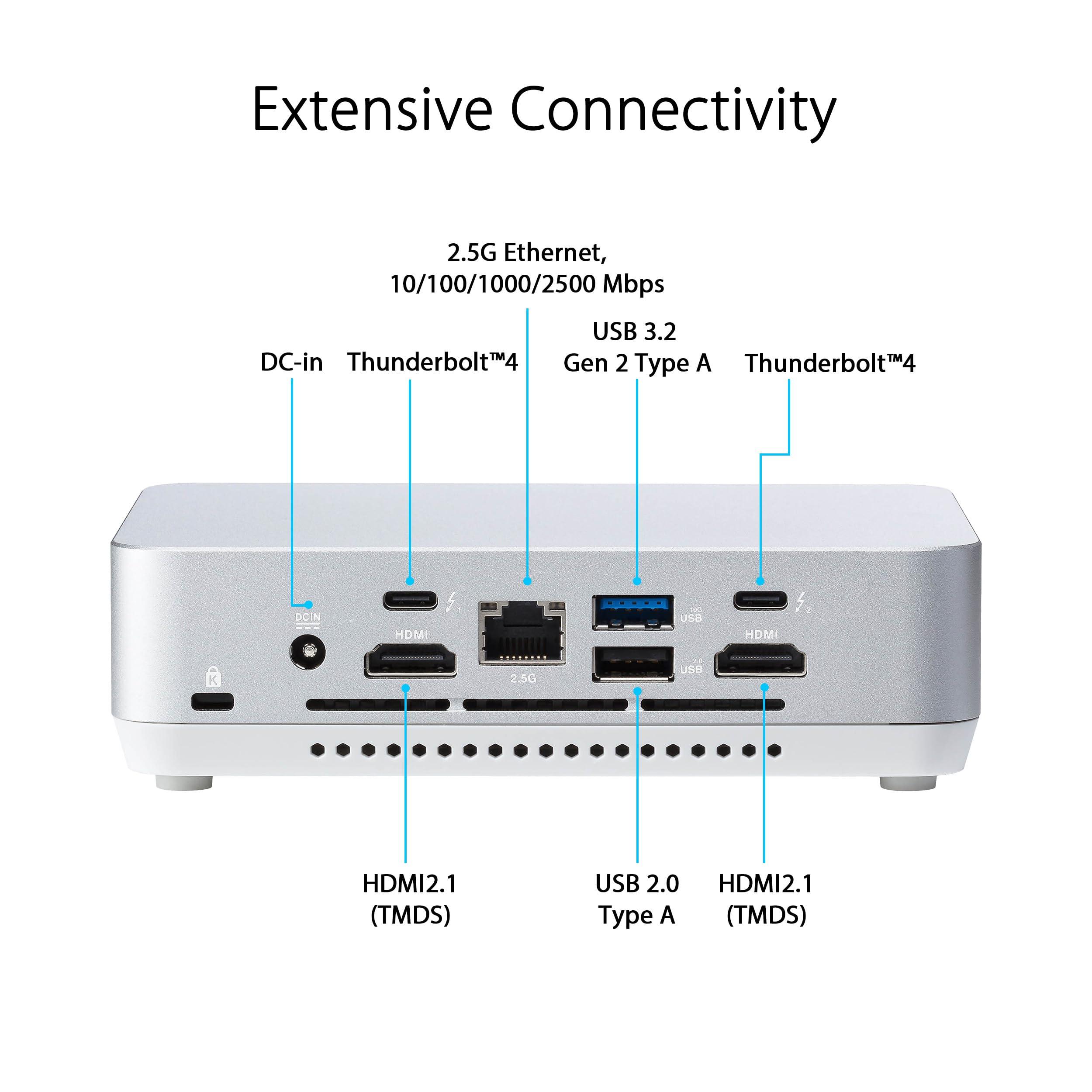 ASUS NUC 14 Pro+ Full System Mini PC with Intel 14th Gen Core Ultra 9 185H, 32GB DDR5 RAM, 1TB PCIe G4x4 NVMe SSD, Thunderbolt 4, Win 11 Home, Silver Aluminum Chassis, VESA Mount Included - Image 4