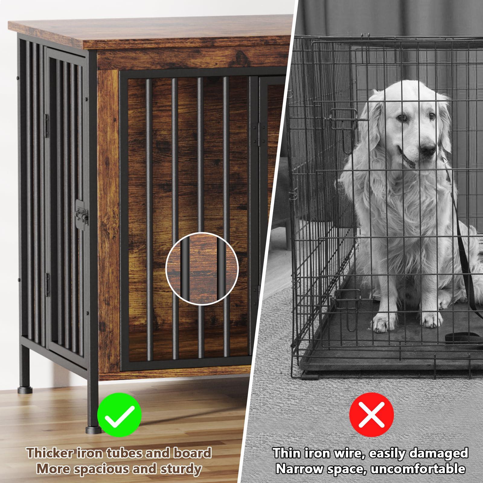 EasyCom 78 Inch Dog Crate Furniture for 2 Dogs, Extra Large Double Dog Cage Large Breed, XXL Thick Wooden Dog Crate TV Stand, Sturdy Dog Kennel with Divider - Image 7