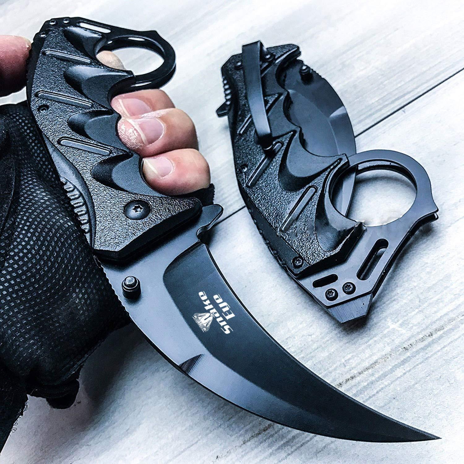 Snake Eye Tactical Everyday Carry Assist Style Folding Pocket Knife EDC (Black) - Image 2