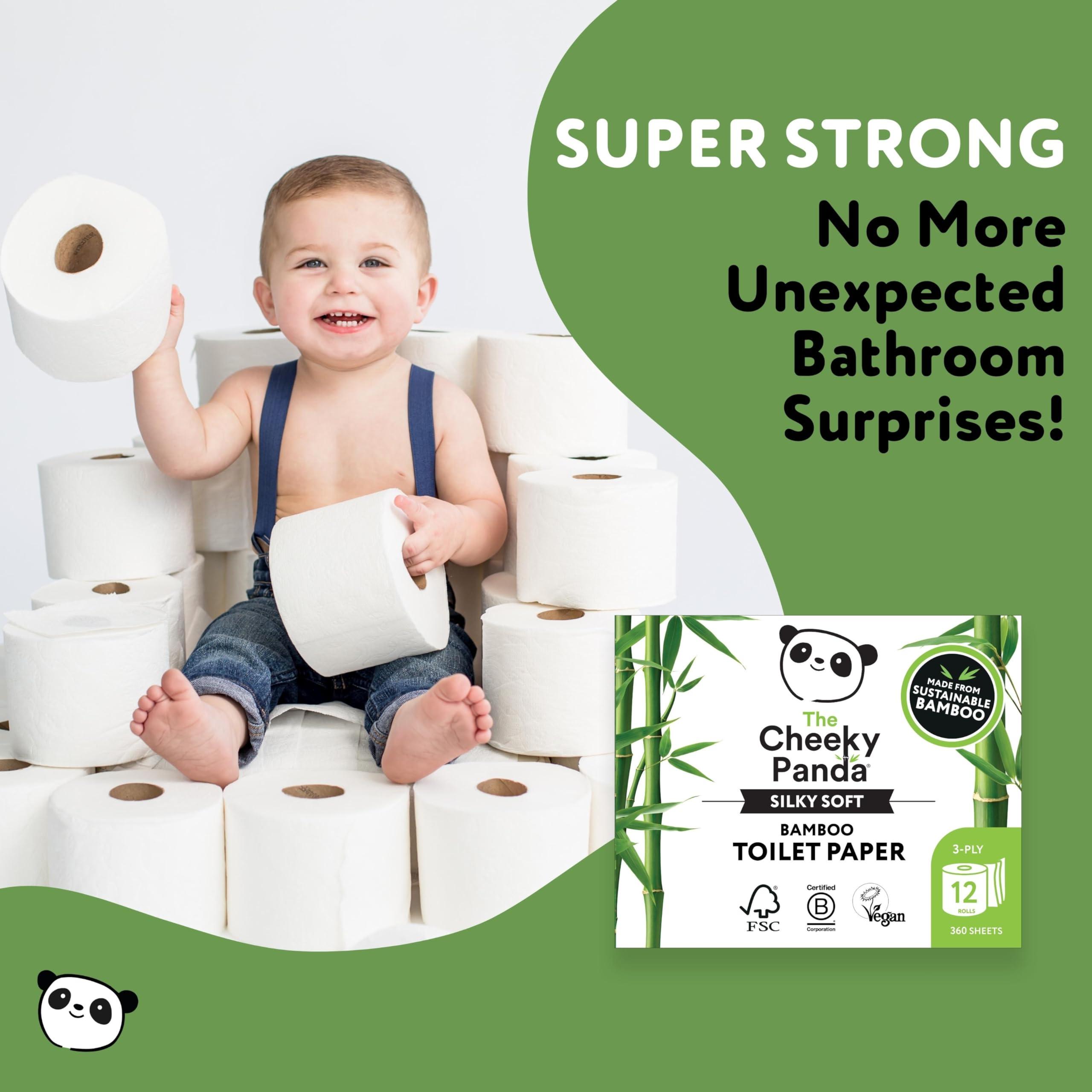 The Cheeky Panda Bamboo Toilet Paper Bulk | 12 Family Sized Rolls with 360 Soft Sheets Each (4320 Sheets) | Super Strong 3 Ply Biodegradable Toilet Paper - Image 6