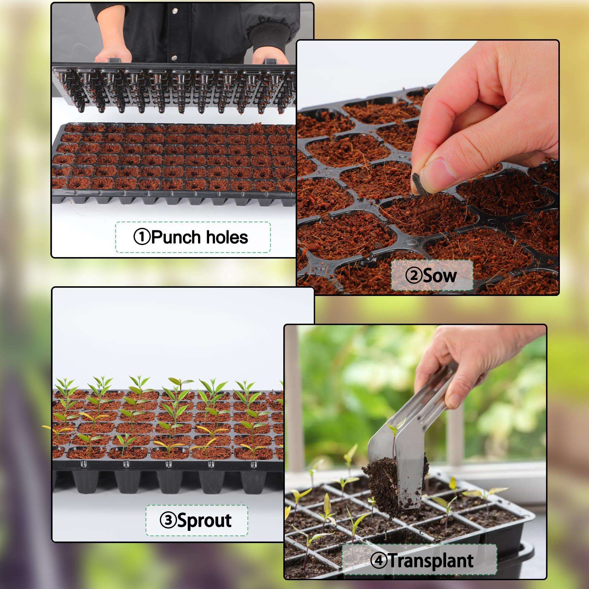 Oscorna (20Pack) 72-Cell Seed Starter Trays with Dibber, 10 Pack Nursery Starting with Base Tray, 72 Hole Soil Digger for Setting Out Quickly, Seedling Planting Tray, Germination Kit Trays Reusable - Image 4