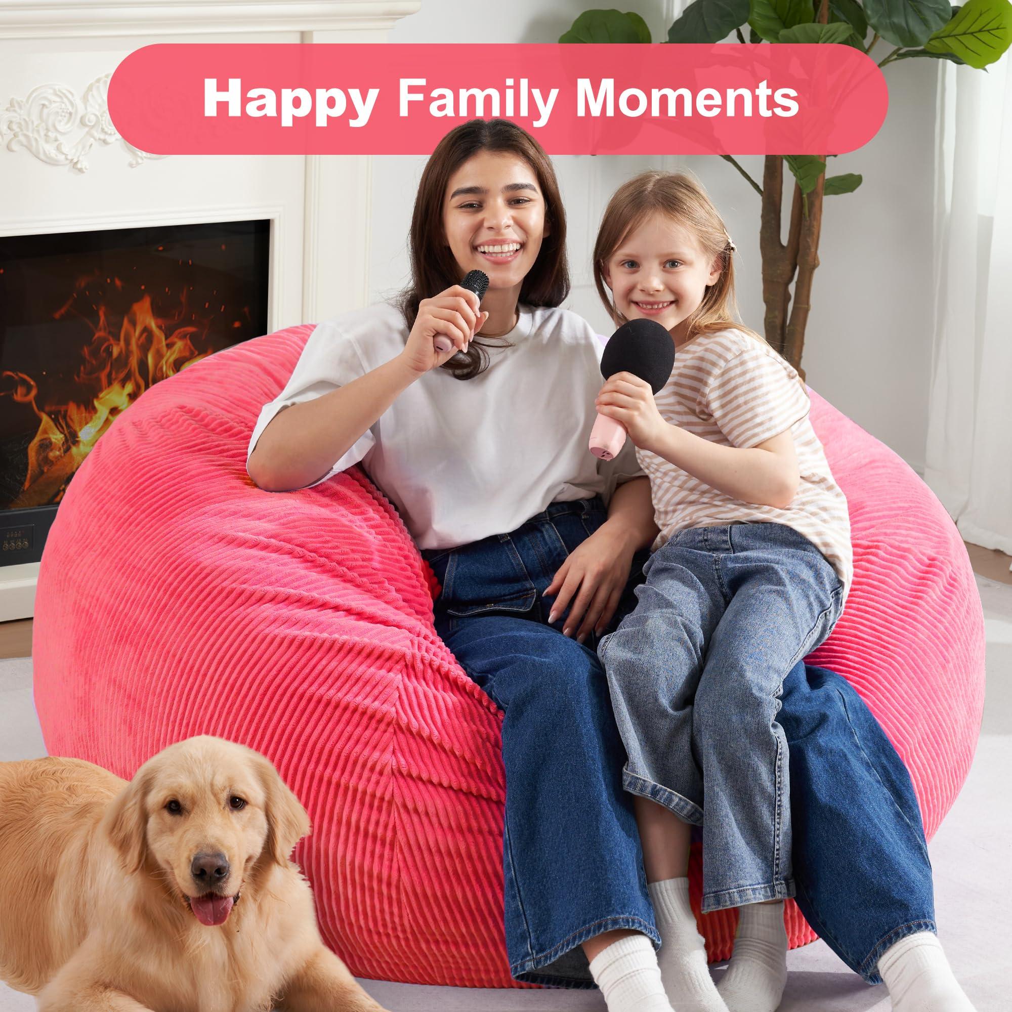 Homguava Bean Bag Chair: Teardrop Bean Bags with Memory Foam Filled, Compact Beanbag Chairs Soft Sofa with Corduroy Cover (Pink) - Image 8