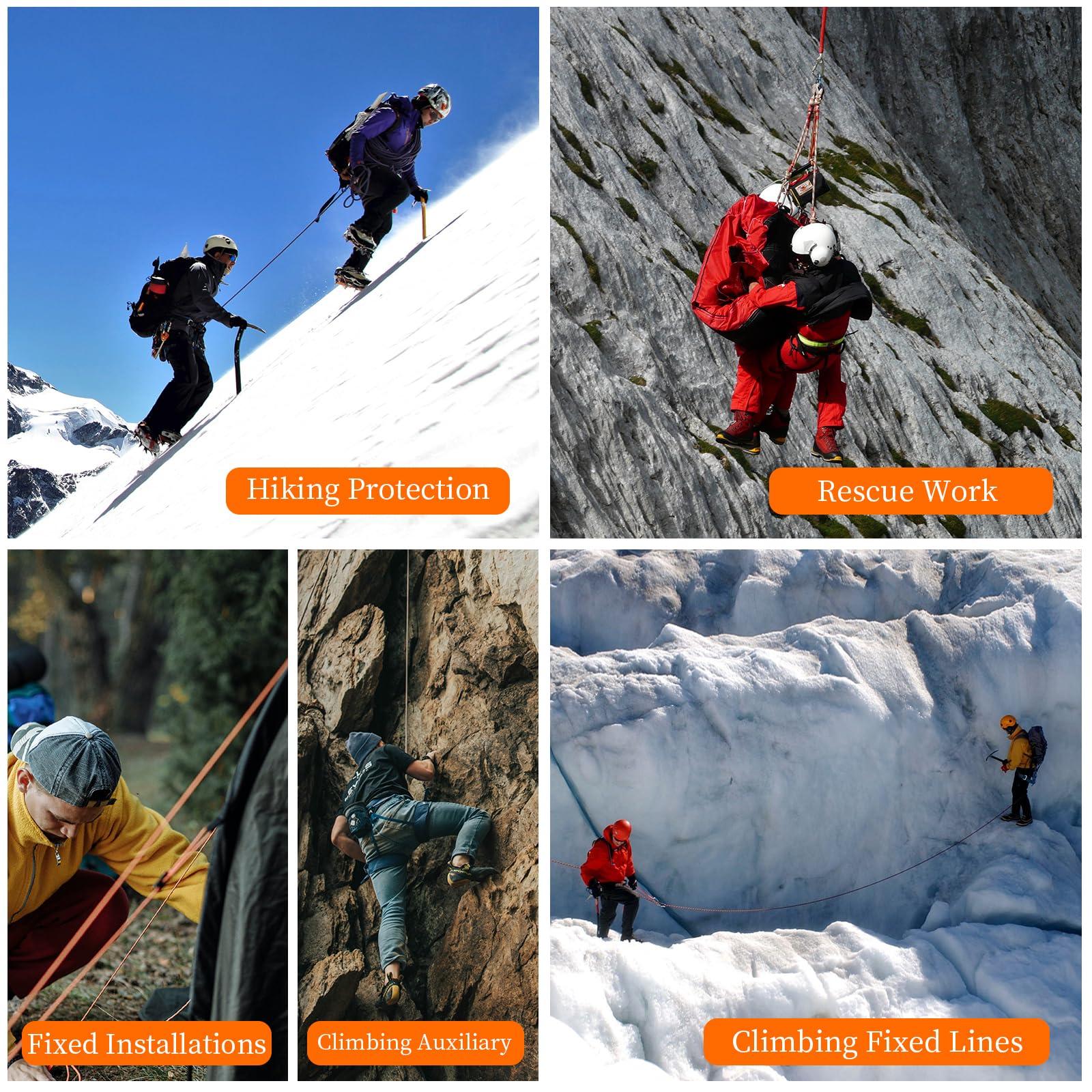 AOLEBA 10.5 mm Static Climbing Rope 10M(32ft) 20M(64ft) 30M(96ft) 50M(160ft) 70M(230ft) Outdoor Rock Climbing Rope, Escape Rope Ice Climbing Equipment Fire Rescue Parachute Rope - Image 6