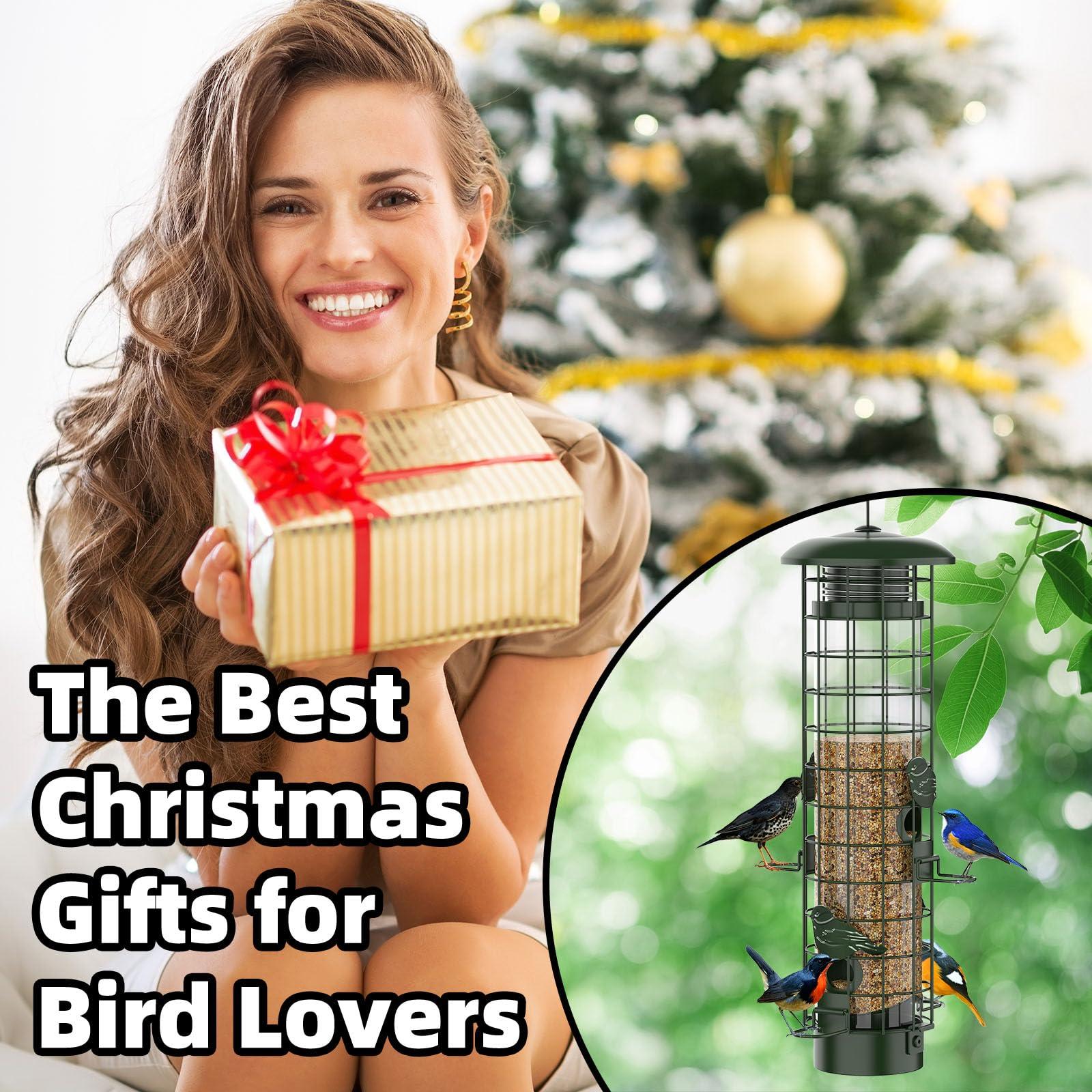 Squirrel Proof Bird Feeder,Metal Mesh Bird Feeders for Outdoors Hanging,Gravity Protection Squirrel Proof Wild Bird Feeders with Finch Cardinal Chickadee,3LB Large Capacity,Green - Image 7