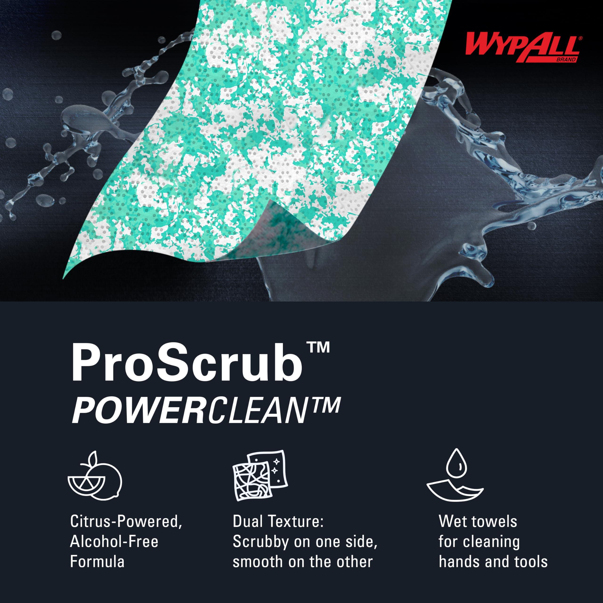 WypAll PowerClean ProScrub Heavy Duty Wet Towels (58310), Dual Action Cleaning, Large 9.5" x 12" Wipes, Canister Included (8 Canisters of 50 Sheets, 400 Sheet Total) - Image 8