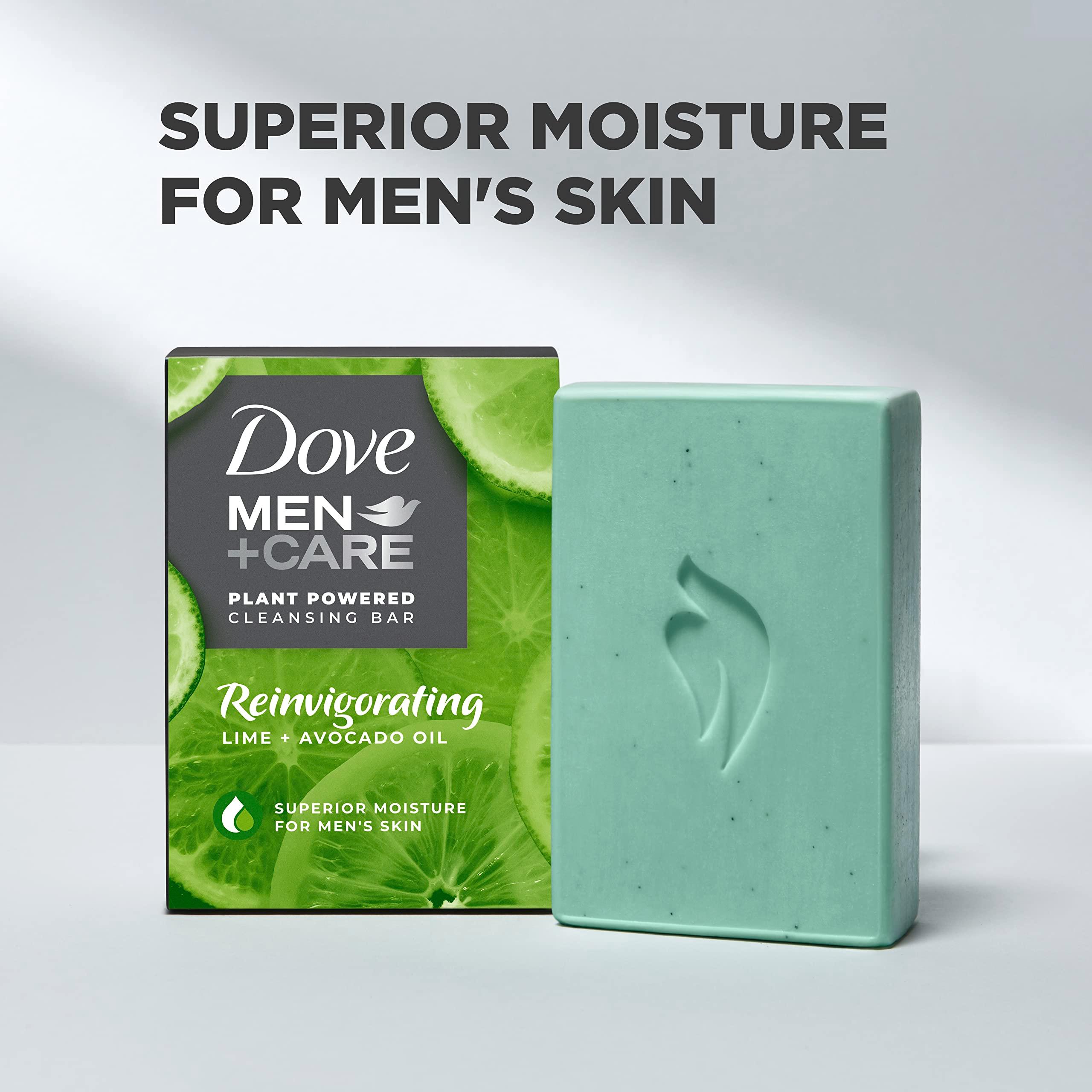 DOVE MEN + CARE Plant-Powered Natural Essential Oil Bar Soap Reinvigorating Lime + Avocado Oil to Clean and Hydrate Mens Skin 4-in-1 Bar Soap for Men's Body, Hair, Face and Shave. 5 oz, 4 Count - Image 4