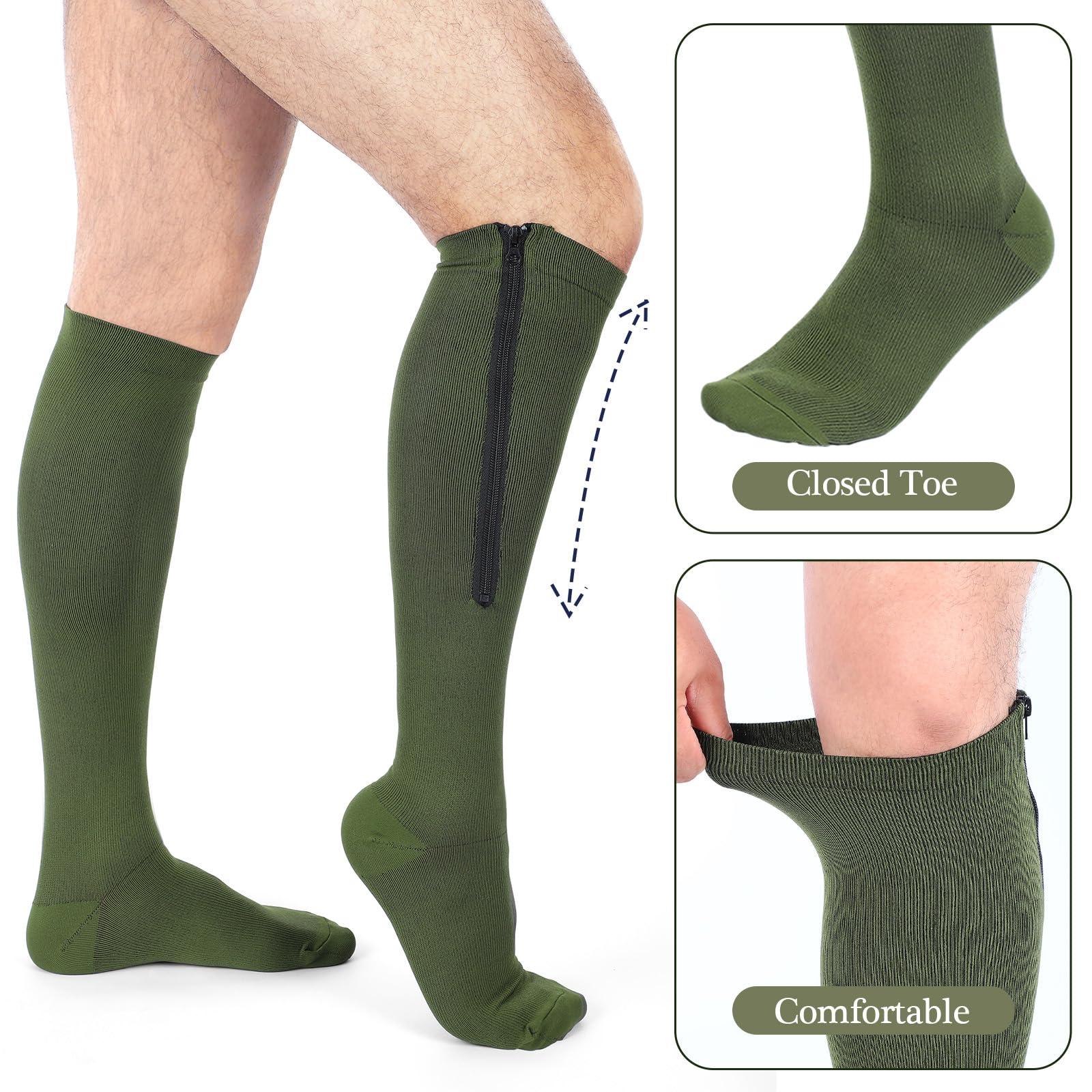 Tarpop 4 Pairs Men Zipper Compression Socks Colorful 20-30mmhg Compression Stockings with Zipper for Men Women Swelling Edema - Image 6