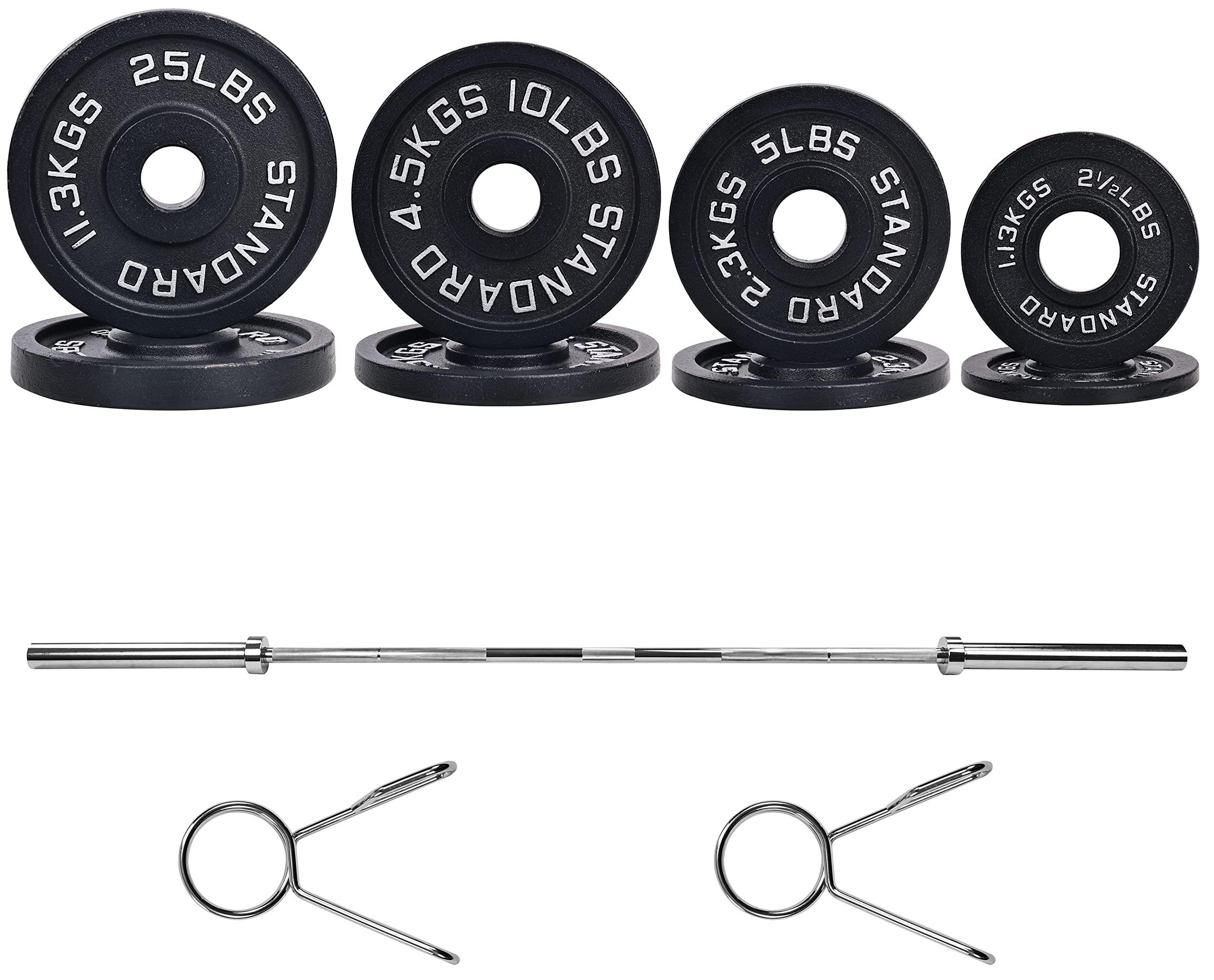 Signature Fitness Cast Iron Olympic 2-Inch Weight Plates Including 7FT Olympic Barbell, 130-Pound, 300-Pound or 325-Pound Set, Multiple Packages - Image 6