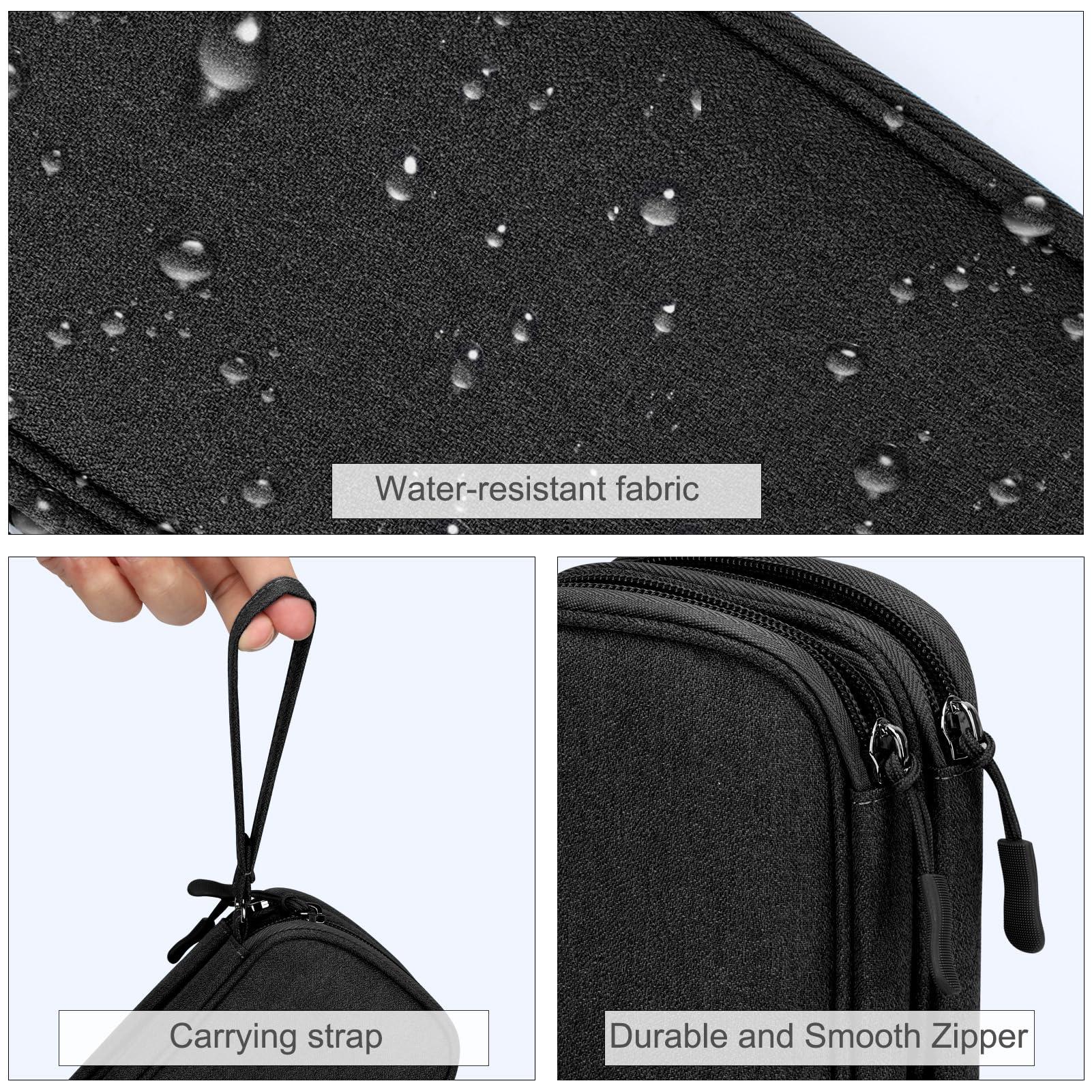 FYY Travel Cable Organizer Pouch Electronic Accessories Carry Case Portable Waterproof Double Layers All-in-One Storage Bag for Cord, Charger, Phone, Earphone Black - Image 4