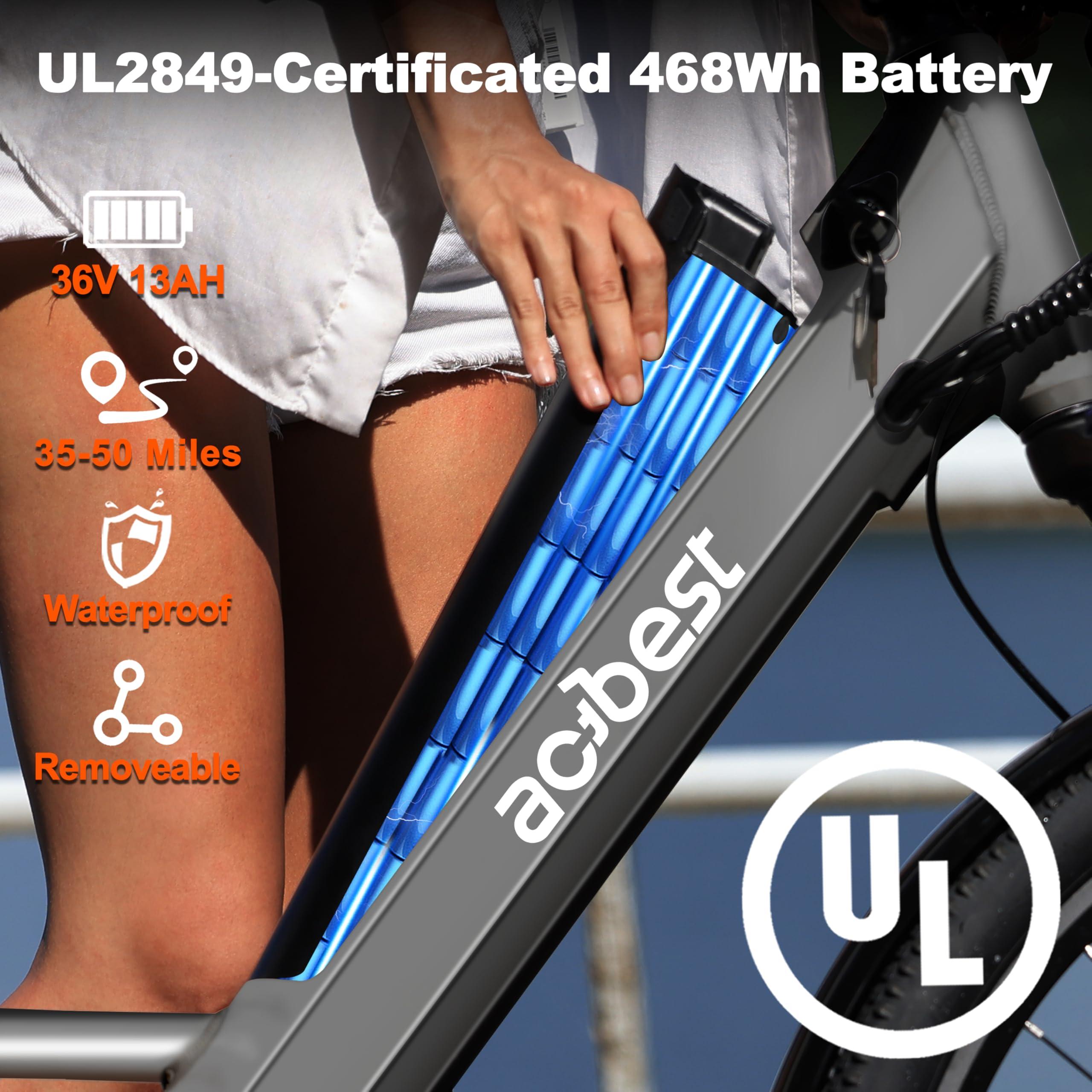 ACTBEST Core Electric Bike for Adults - 468Wh Removable Battery, 26 inch Step Thru Electric Bicycle, Peak 750W Brushless Motor Cityrun Ebike, with 7 Speed, Up to 50 Miles, E-Bikes - Image 3