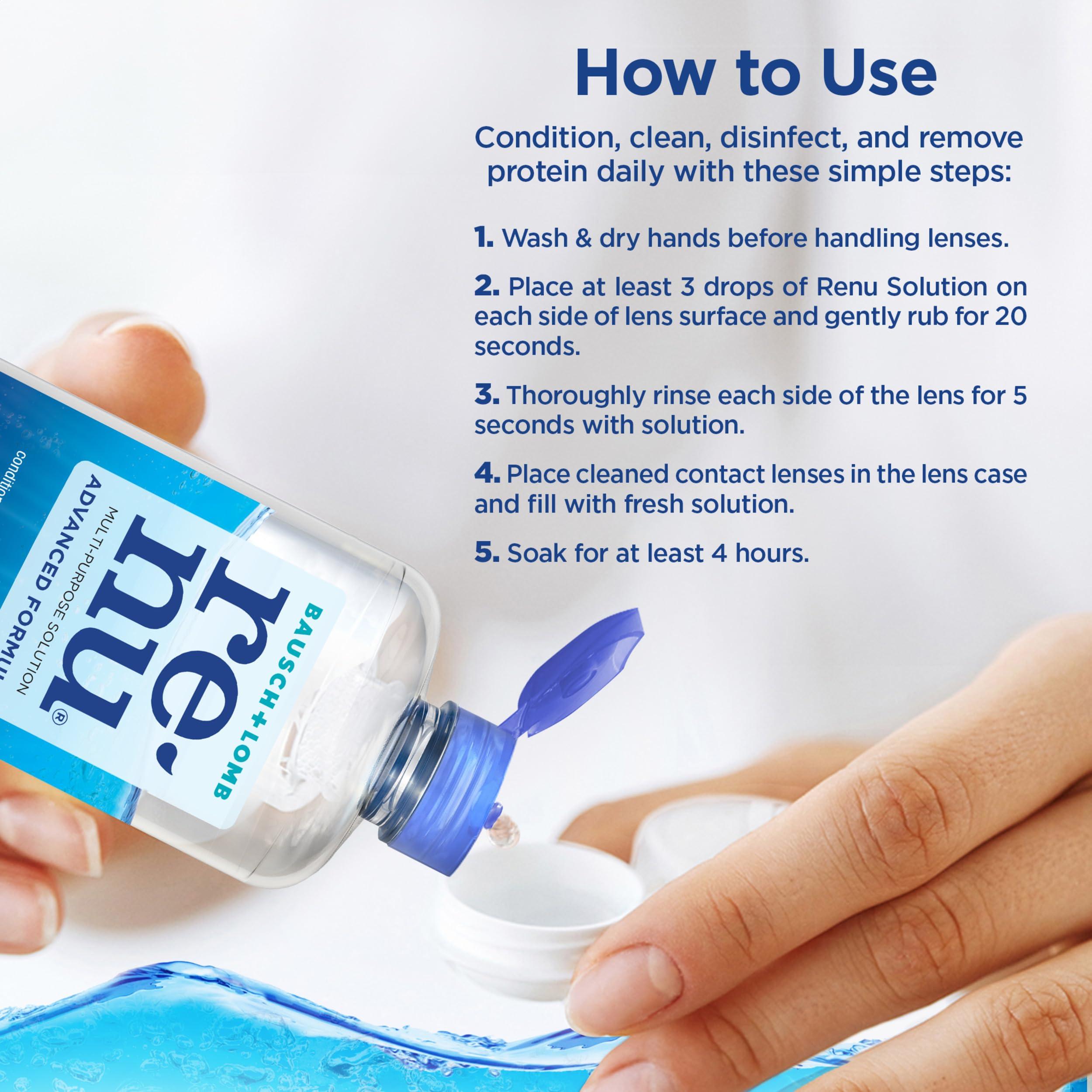 Renu Contact Lens Solution, Advanced Formula, Multi-Purpose Solution with Lens Case, Gently Cleans, Disinfects, Moisturizes & Hydrates Soft Lenses, 16 Fl Oz (Pack of 2) + Travel Size 2 Fl Oz - Image 5