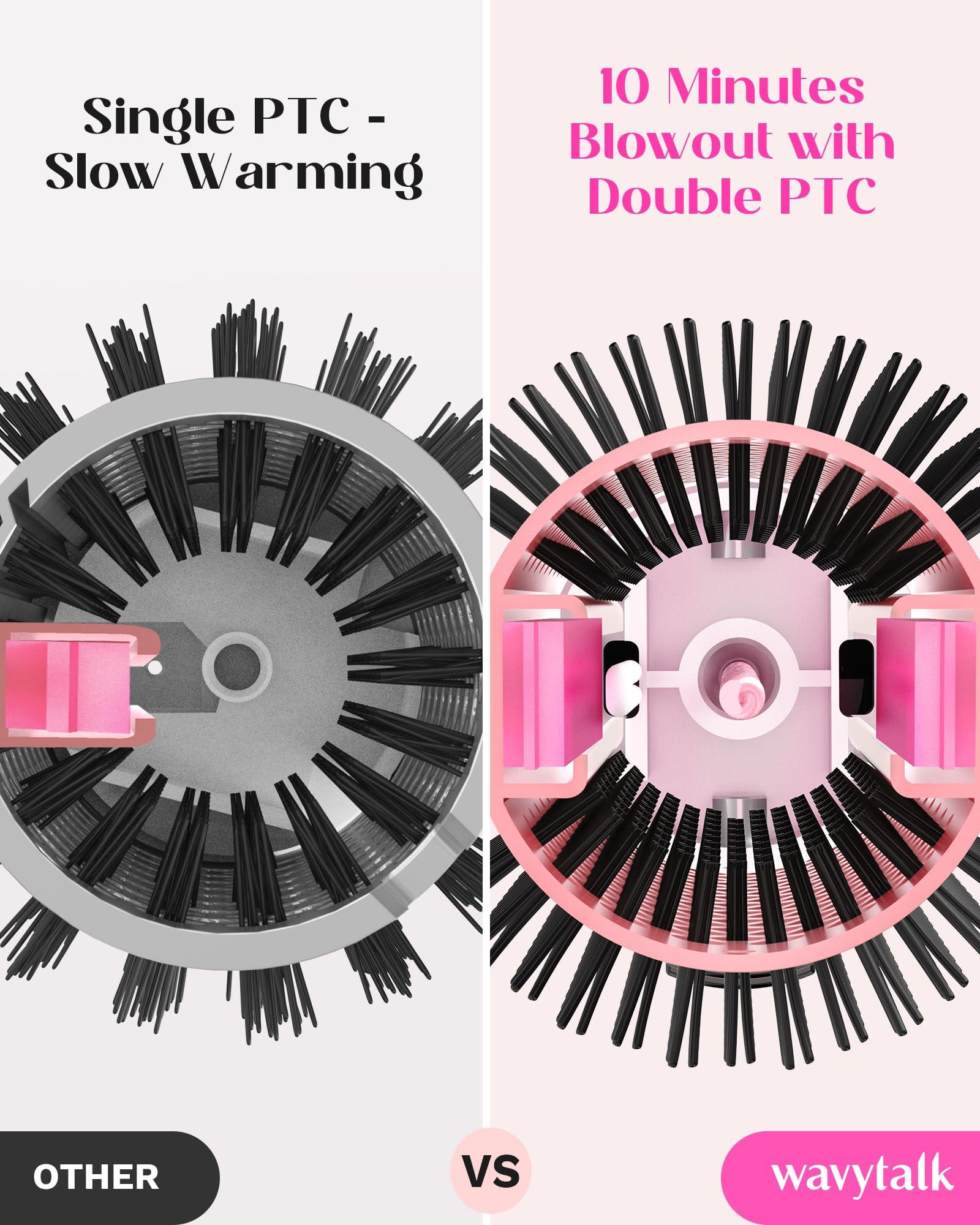 Wavytalk Thermal Brush, Blowout Boost 1.5 inch Heated Round Brush for Blowout Look, Dual Voltage, Pink, Sakura, Tourmaline Ceramic, Negative Ion Technology, 5 Temperature Settings, Less Damage - Image 6
