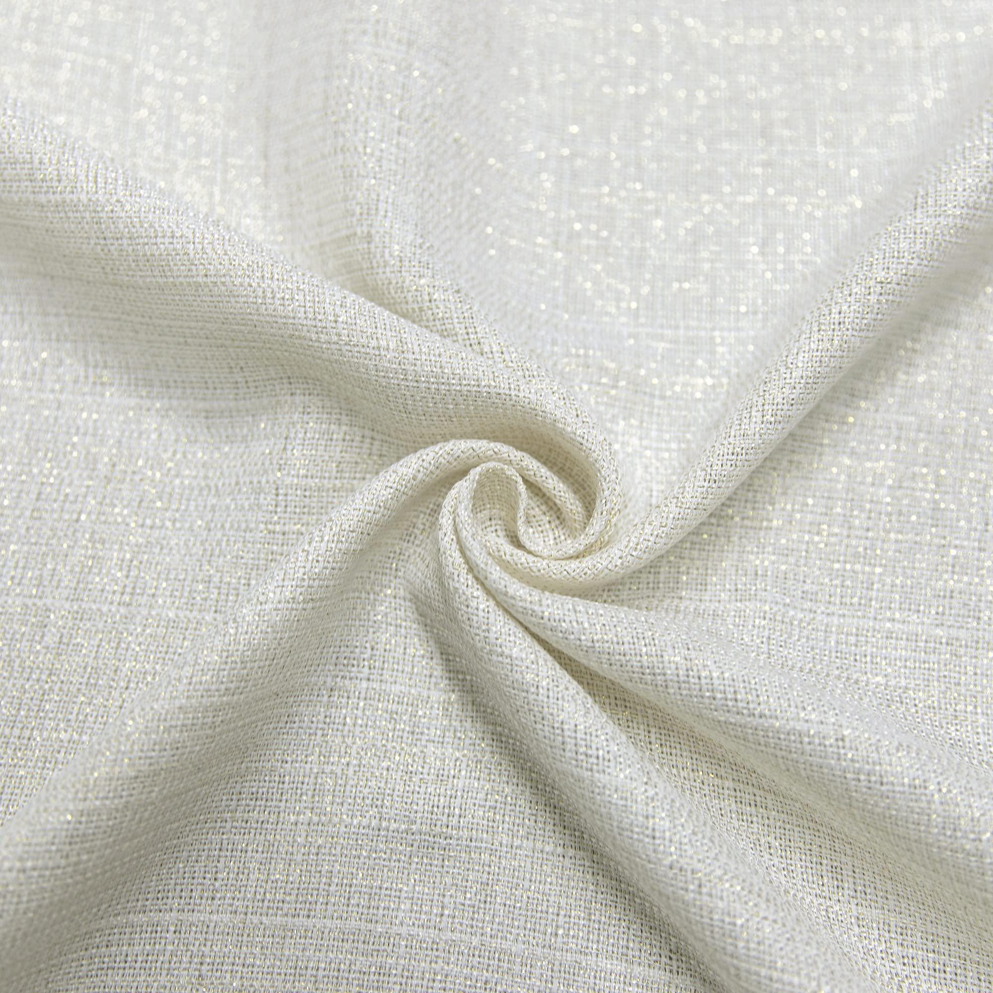 Cream and Gold Curtains 84 inch Length for Living Room 2 Panel Set Grommet Semi Sheer Sparkle Shimmer Shiny Glitter Metallic Gold Ivory Curtain for Bedroom Fancy Modern Luxury Decorative 84 Long Beige - Image 4