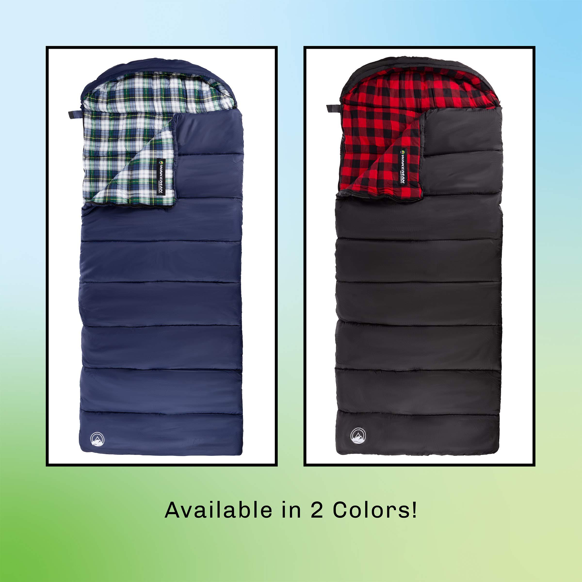 Sleeping Bag - Lightweight Envelope-Style 32F Rated Outdoor Sleeping Bag with Hood and Carry Case for Backpacking, Camping and Hiking by Wakeman (Navy) - Image 8