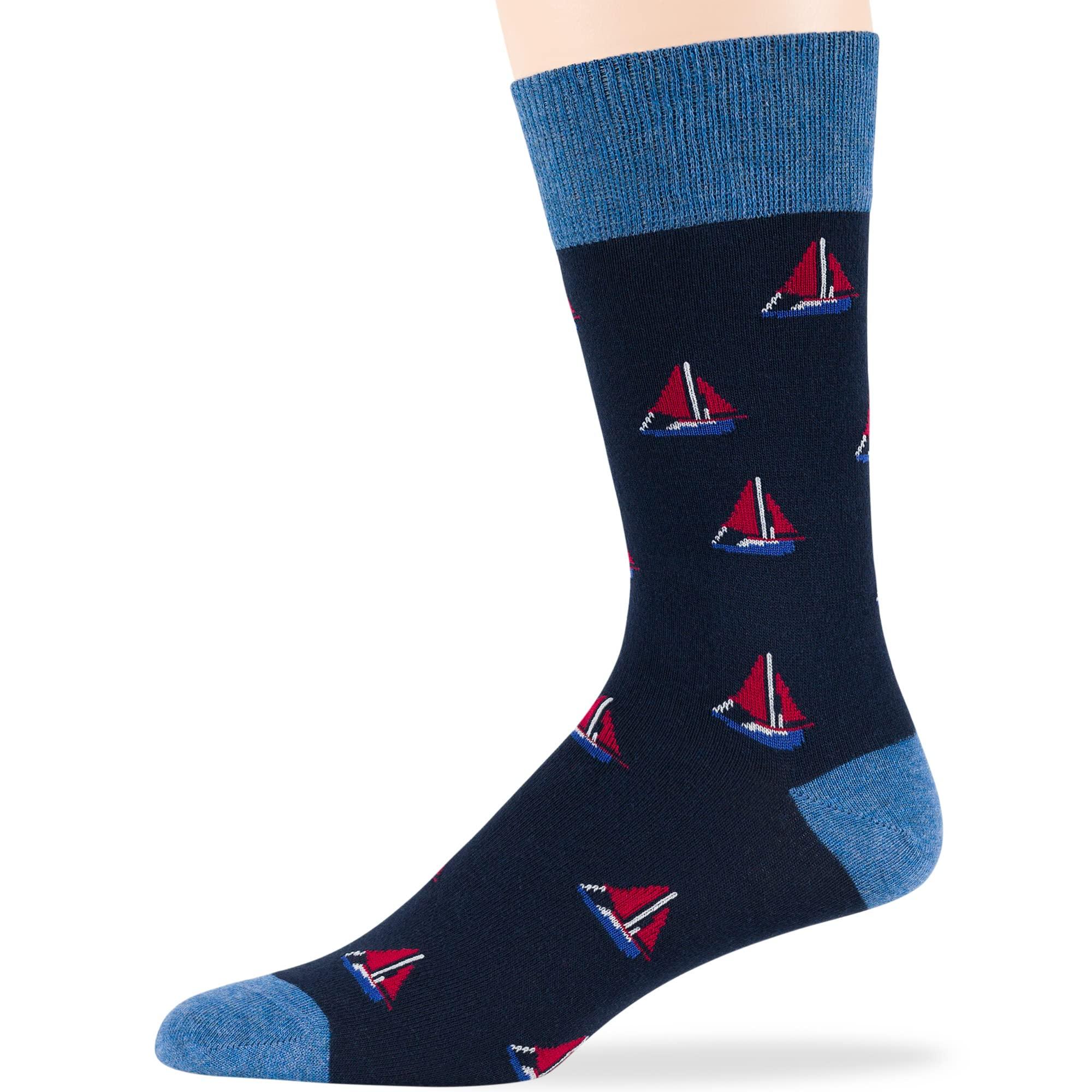 7Bigstars Men's Cotton Dress Crew Socks -6 pack-Argyle Stripes Dots-Large-Brown Blue Black Khaki Beige - Image 4
