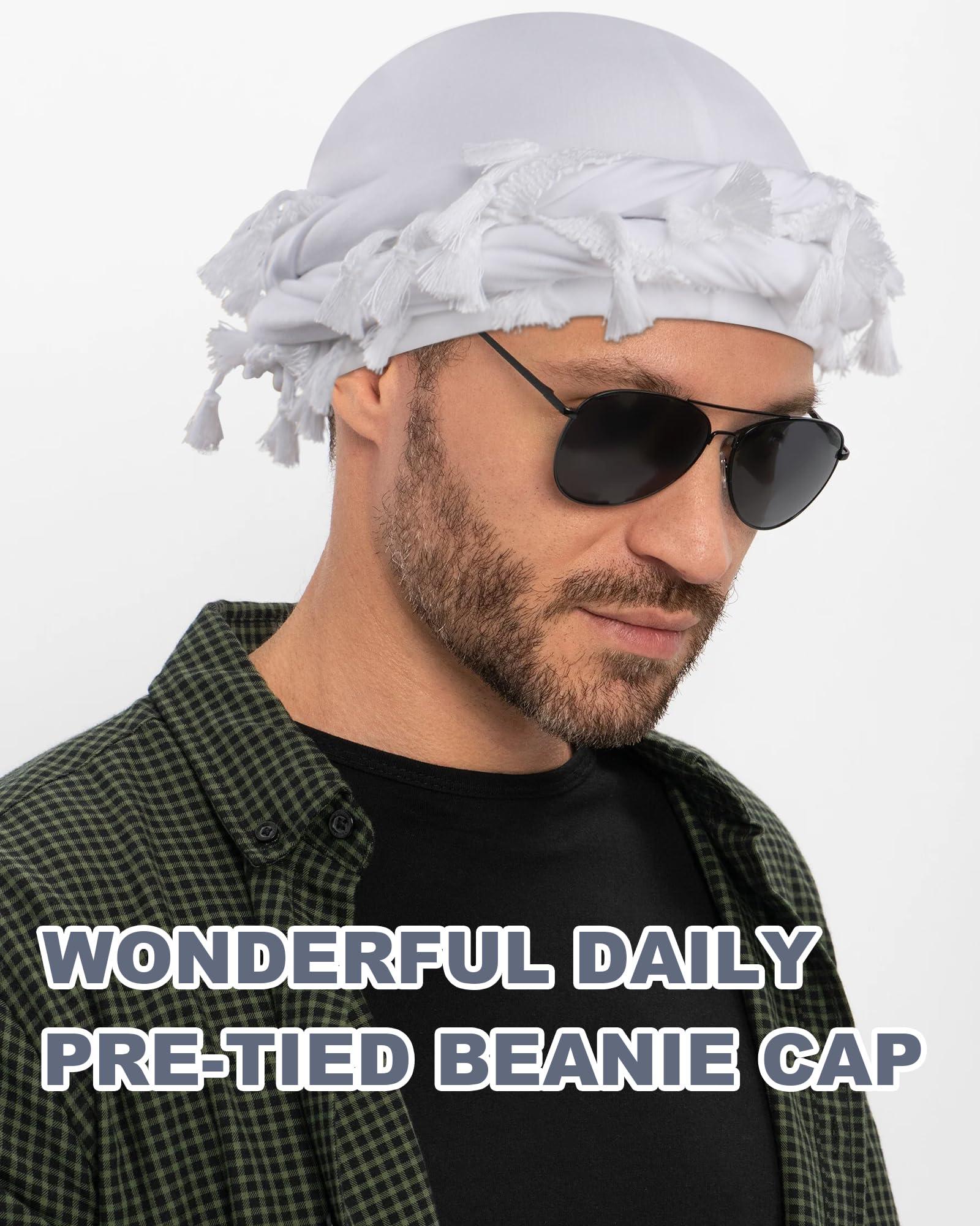 Babalet Halo Turban for Men Women Satin Lined Durag Head Wraps Skull Cap Pre-Tied Tassels Braid Beanie Vintage Twist Bonnet - Image 9