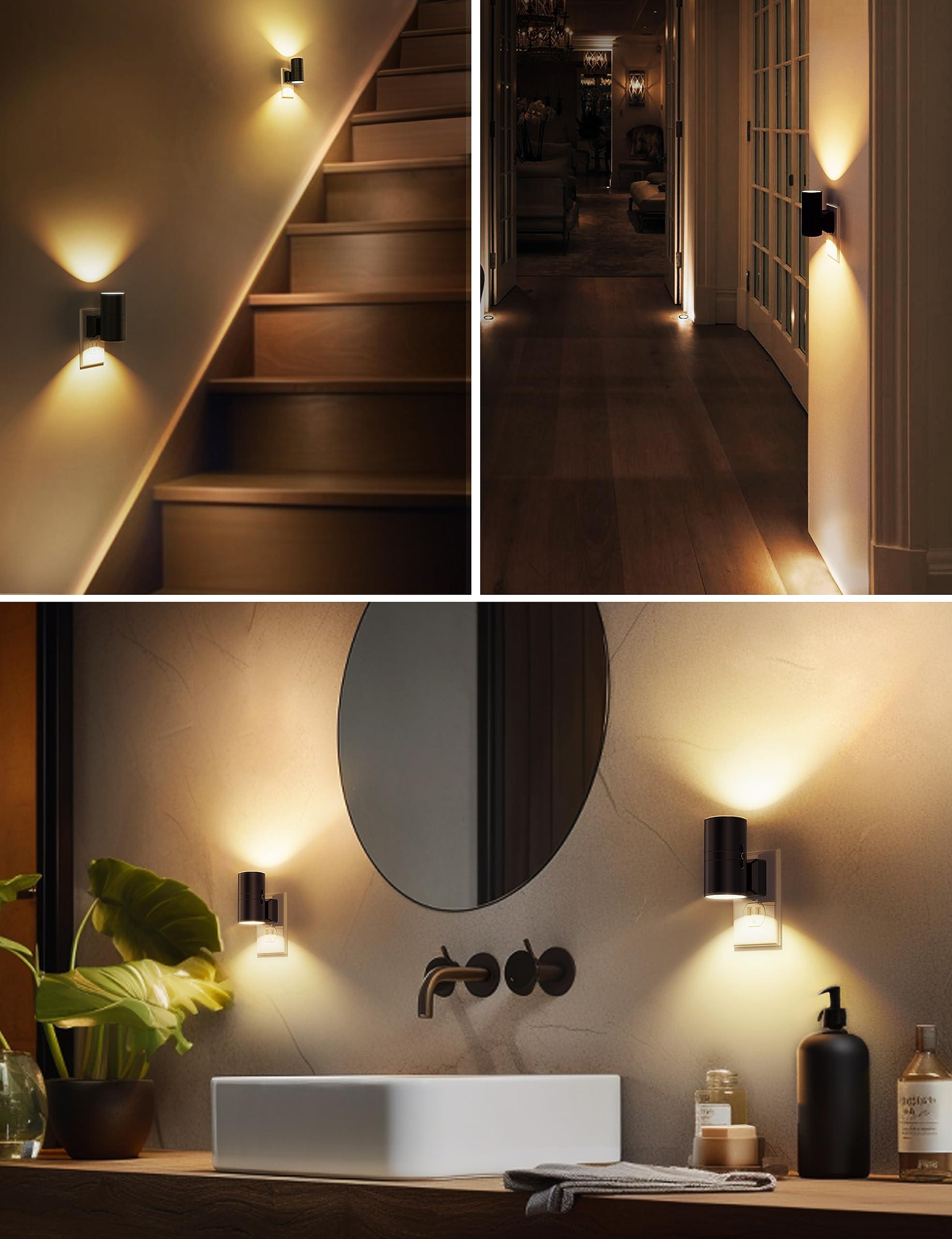 L LOHAS LED Night Light Plug in, Modern Night Lights Plug into Wall, Dusk to Dawn Sensor, Soft White 3000K, 0-100LM Adjustable Brightness, Dimmable Night Lights for Hallway Bedroom Stairway, 2 Pack - Image 5