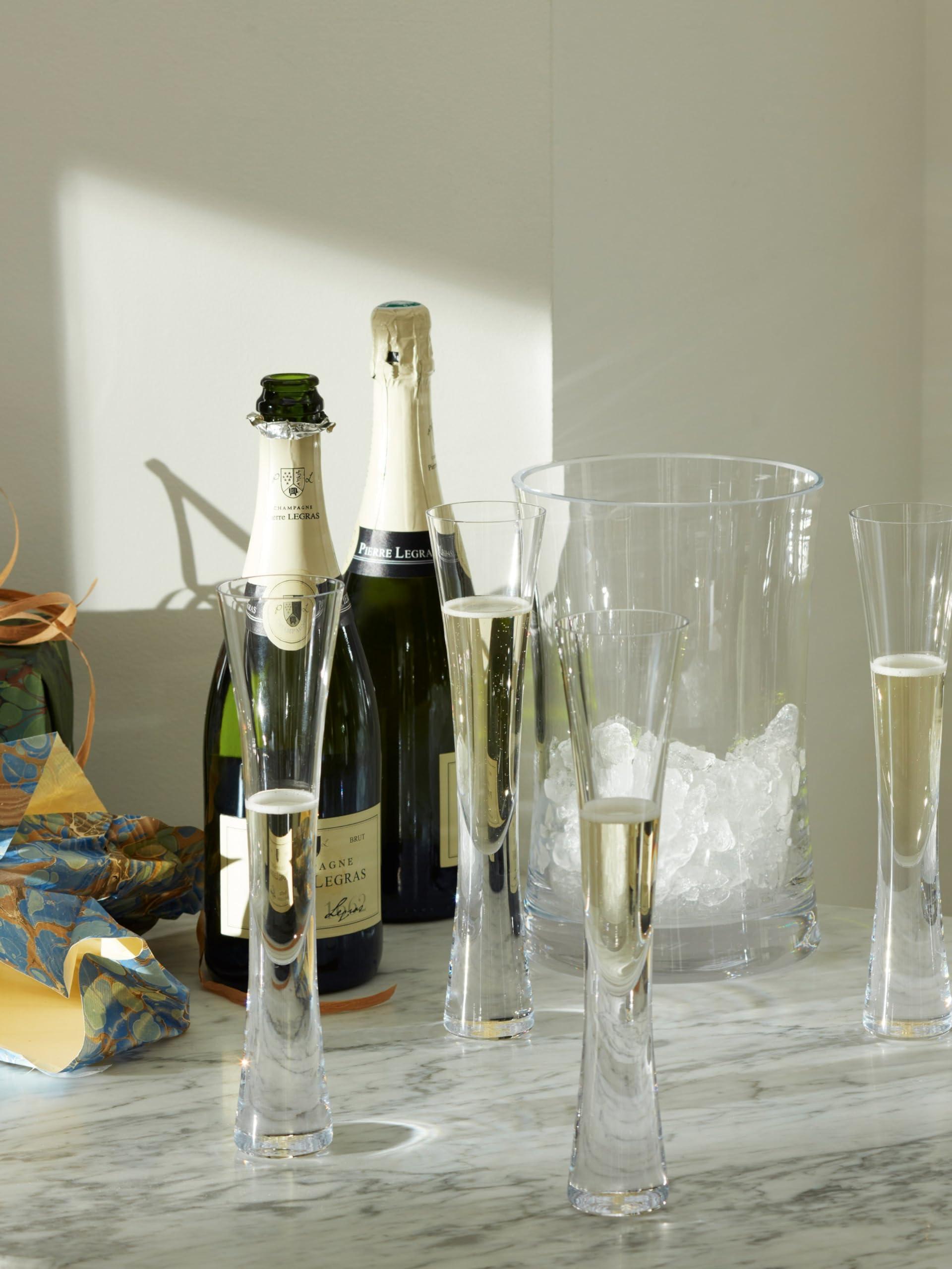 LSA International Moya Champagne Serving Ice Bucket and Flutes 6 oz, Set of 7, Luxury Elegant Curved Mouth Blown Glassware - Image 6