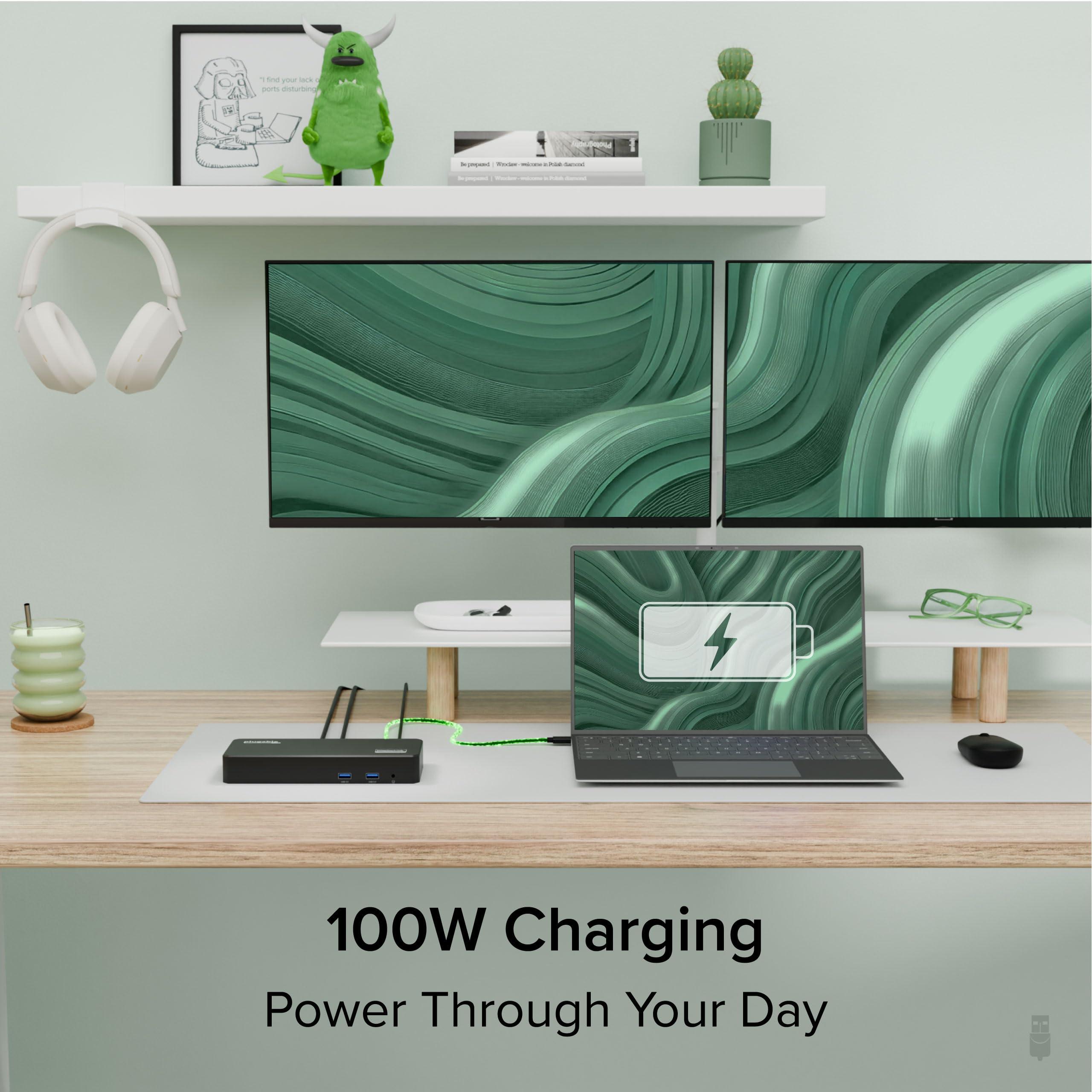 Plugable 12-in-1 USB-C Triple Monitor Docking Station – 4K DisplayLink Docking Station via 3X HDMI or DisplayPort, Compatible with Mac, Windows, HP, Dell, Thunderbolt (100W PD, 6 USB Ports, Ethernet) - Image 4