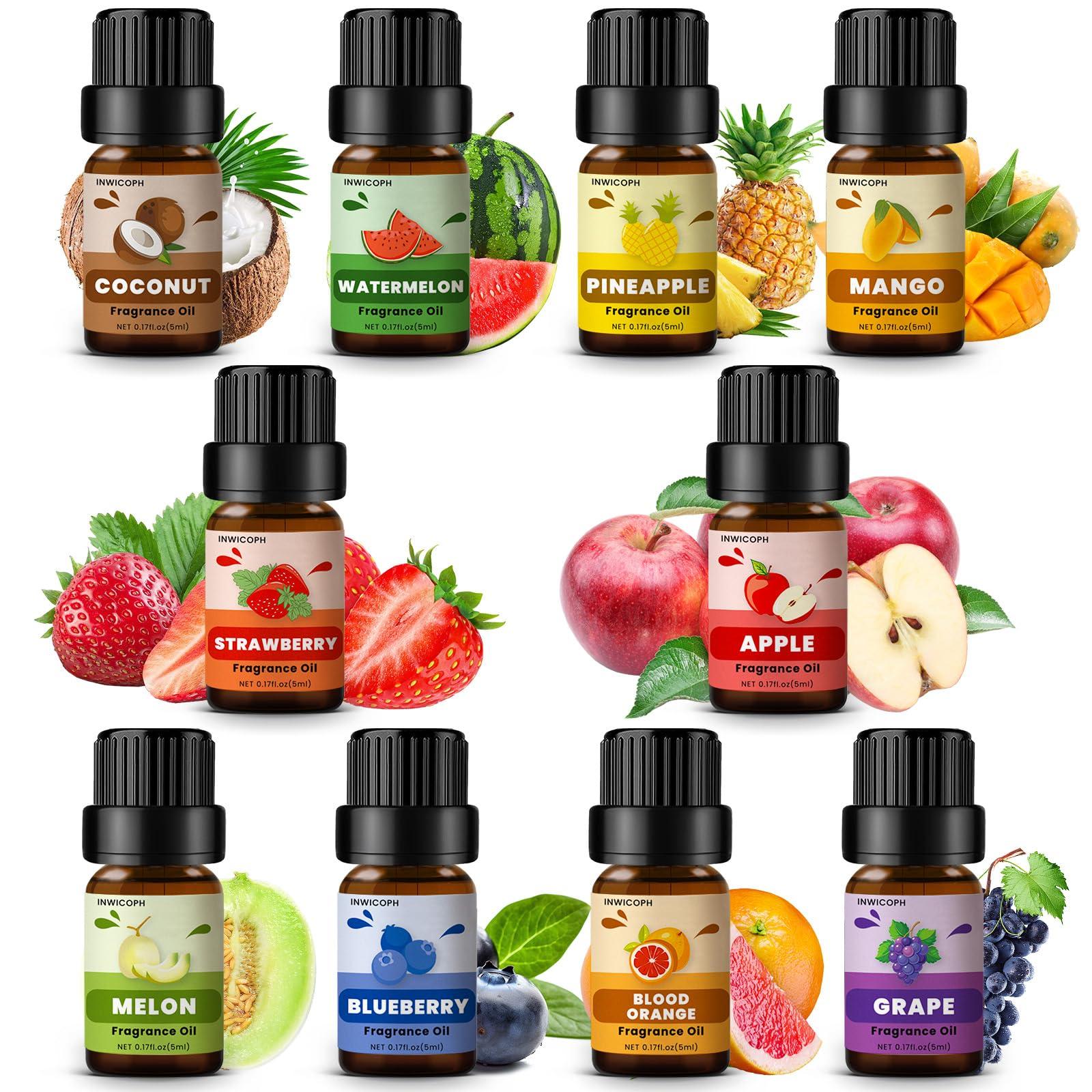 Fruity Fragrance Oil for Candle & Soap Making, INWICOPH Premium Essential Oils 5ml x 10 - Blueberry, Strawberry, Mango, Blood Orange, Essential Oil Diffusers for Home - Image 8