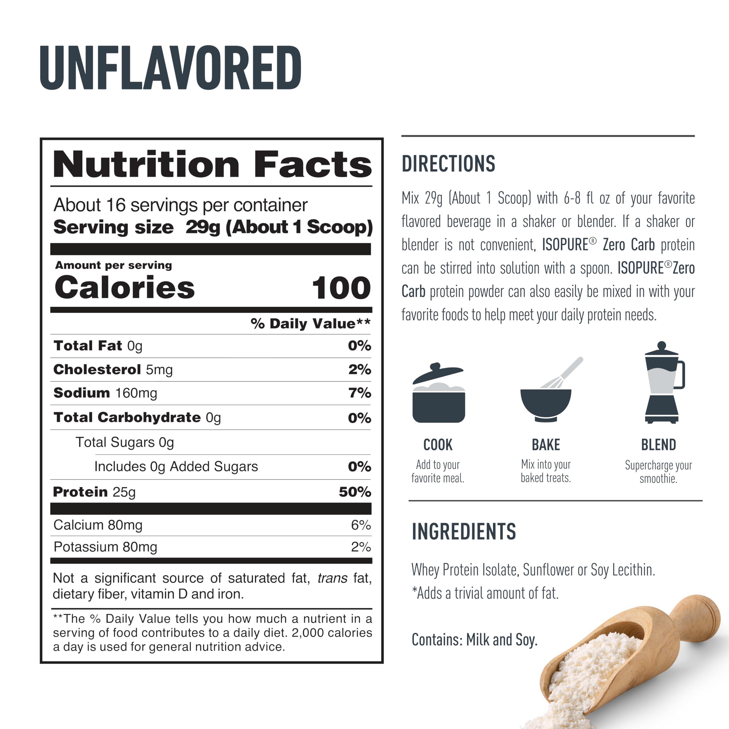 Isopure Zero Carb 100% Pure Whey Isolate Protein Powder, Lactose Free, Gluten Free, With Vitamins, Unflavored, 25g Protein Per Serving, 1 Lb, 16 Servings (Packaging May Vary) - Image 3