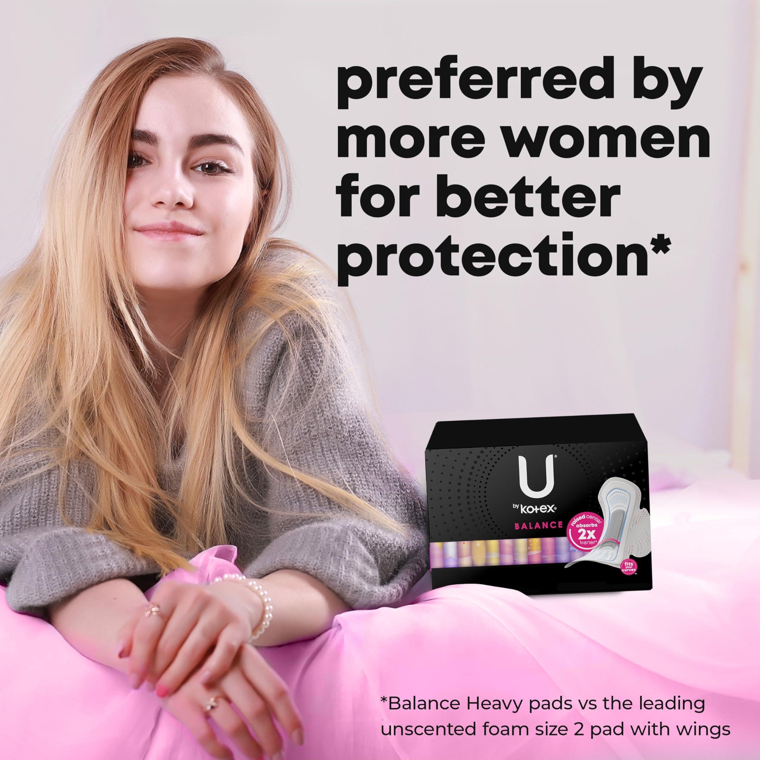 U by Kotex Balance Ultra Thin Pads with Wings, Heavy Absorbency, 46 Count (Packaging May Vary) - Image 7