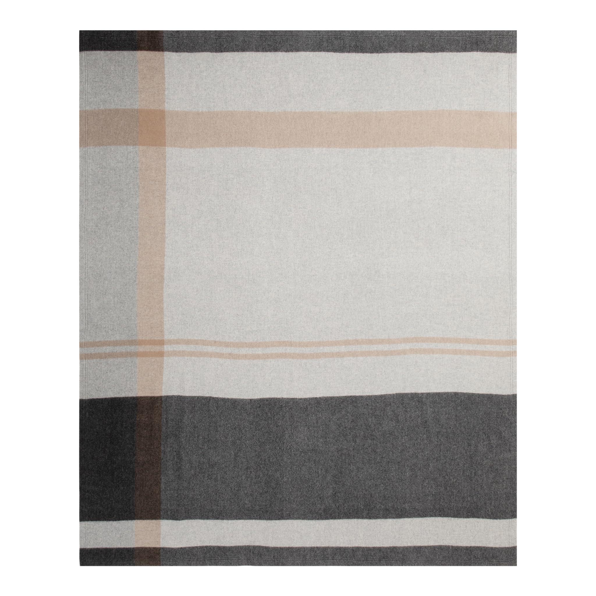 Jet&Bo 100% Pure Cashmere Throw Blanket Ultra Soft Woven Accent Blanket for Couch, Sofa & Bed Large 73”x53” Gray, Black, Beige Stripe Pattern - Image 4