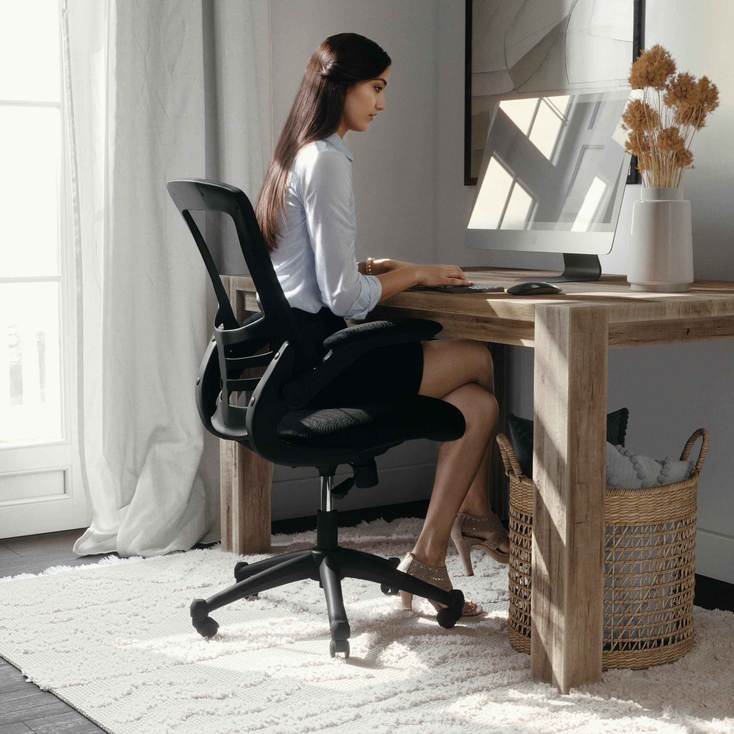 Flash Furniture Kelista Mid-Back Swivel Office Chair with Adjustable Seat Height, Ergonomic Mesh Desk Chair with Flip-Up Armrests, Black - Image 7