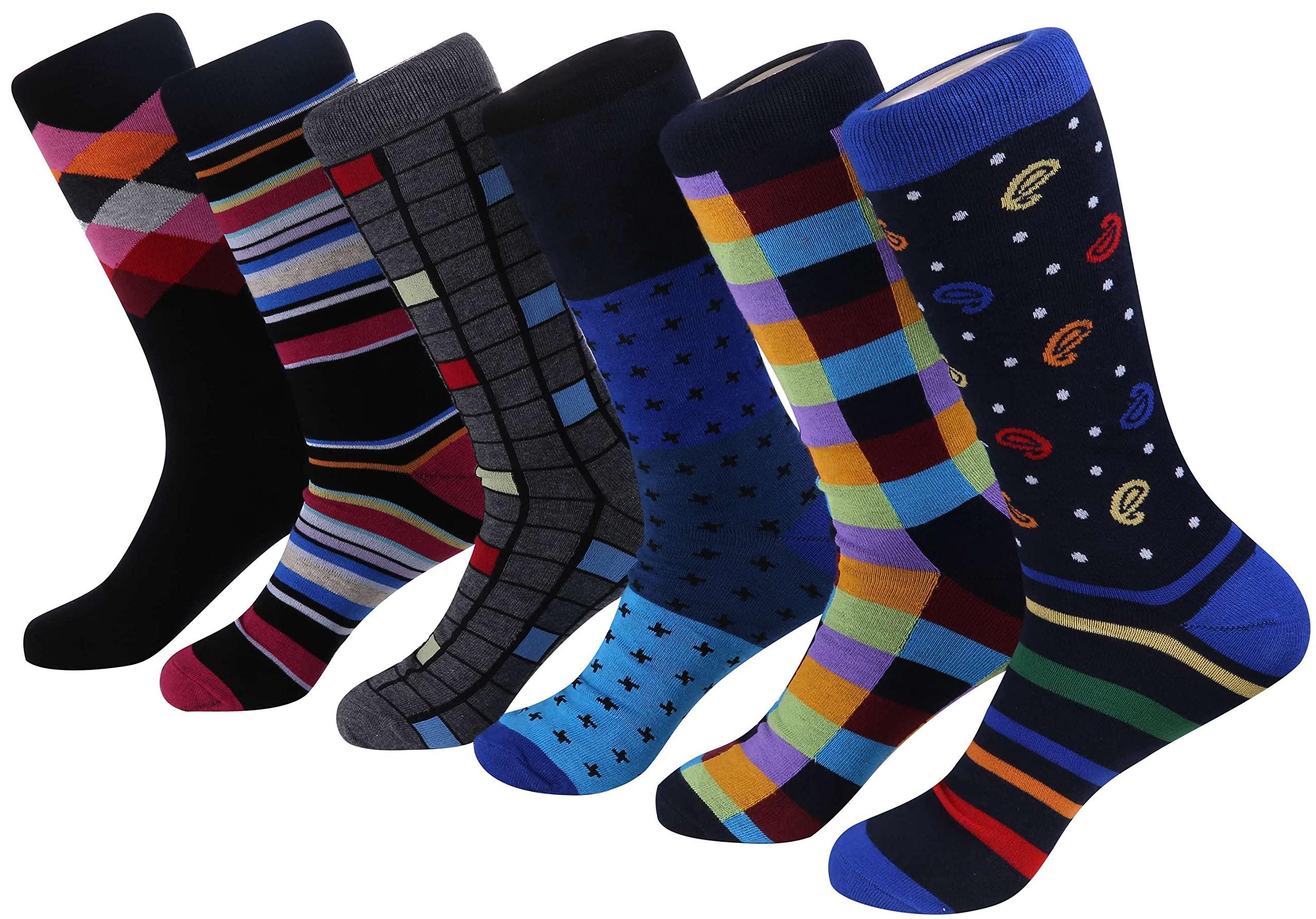 Marino Mens Dress Socks - Fun Colorful Socks for Men - Cotton Funky Socks - 6 Pack - Image 5