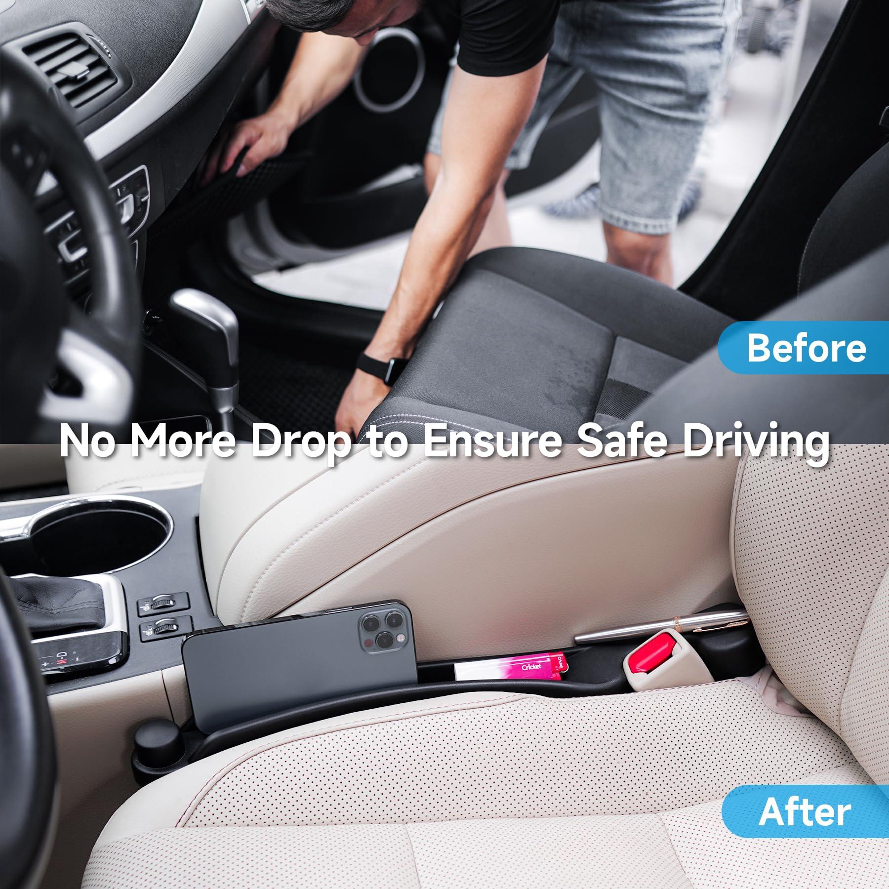 Car Seat Gap Filler Set of 2, Soft Foam Multifunctional Seat Side Gap Filler with Organizer & Hook Function, 3in1 Gap Stopper Universal Fit Car SUV Truck Fill The Gap Between Seat & Console - Image 2