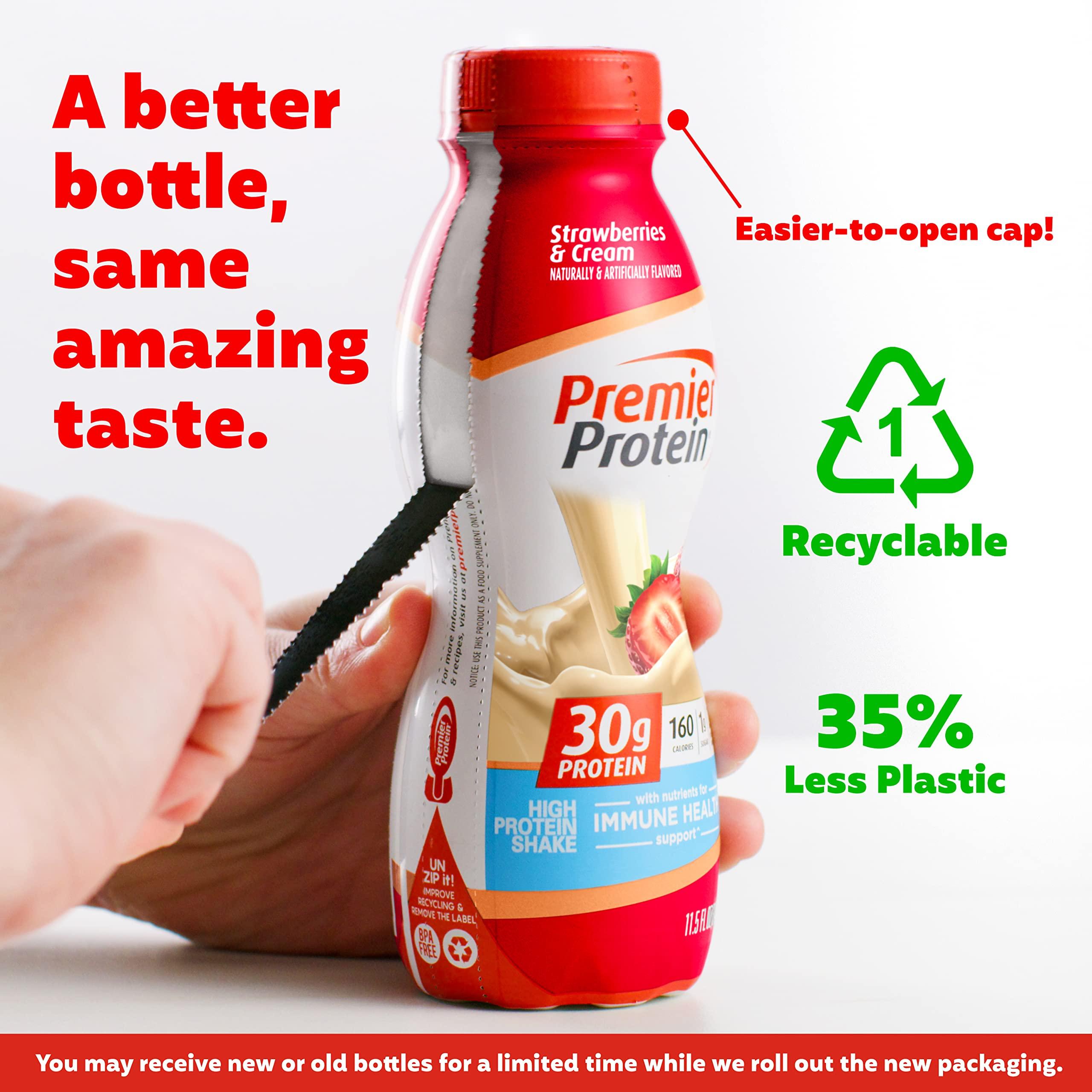 Premier Protein Shake, Strawberries & Cream, 30g Protein 1g Sugar 24 Vitamins Minerals Nutrients to Support Immune Health, 11.5 fl oz (Pack of 12) - Image 4