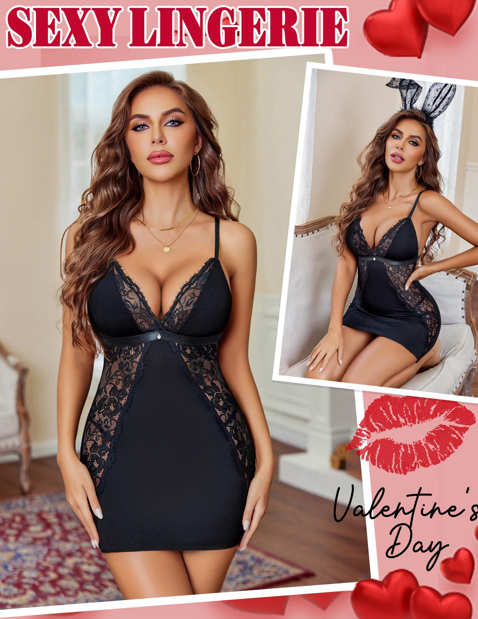 Avidlove Women's Lingerie Lace Sleepwear Dress Sexy Nightgowns Soft Chemise Slip Babydoll Nighties S-XXL - Image 4
