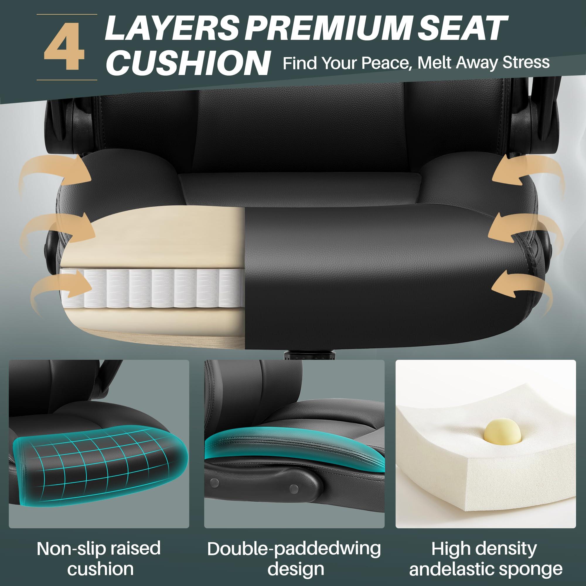 FelixKing Leather Office Chair - Small PU Ergonomic Desk Chair, Comfy Computer Chair with Wheels and Flip-up Armrests, Adjustable Height Mid Back Executive Office Chair for Short People-Black - Image 7