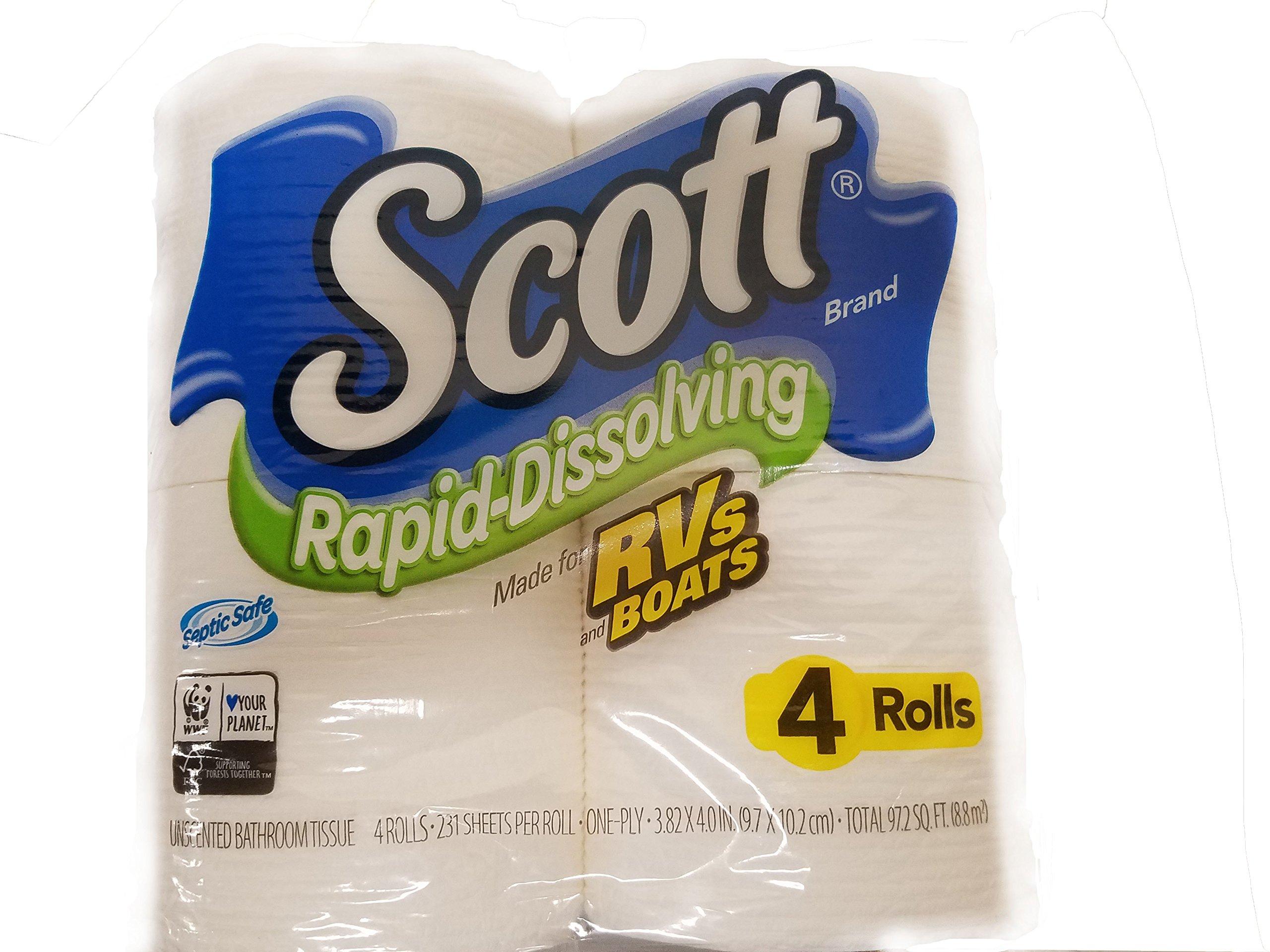 Scott Rapid-Dissolving Toilet Paper, Bath Tissue for RV & Boats , 4ct packs X 12= 48 rolls - Image 3