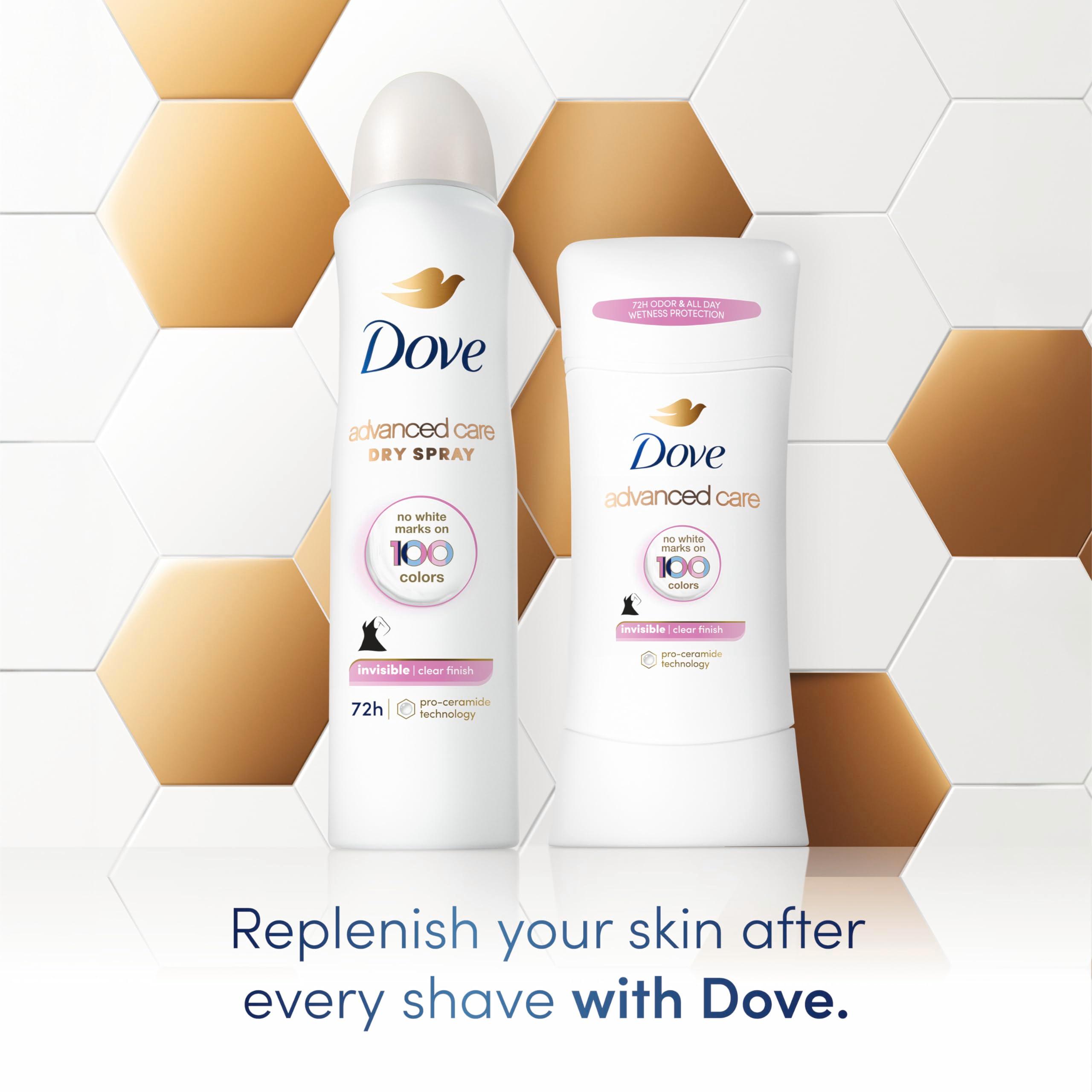Dove Advanced Care Antiperspirant Deodorant Spray Clear Finish 3 Count Invisible antiperspirant deodorant tested on 100 colors 72-hour odor and sweat protection with Pro-Ceramide technology 3.8 oz - Image 3