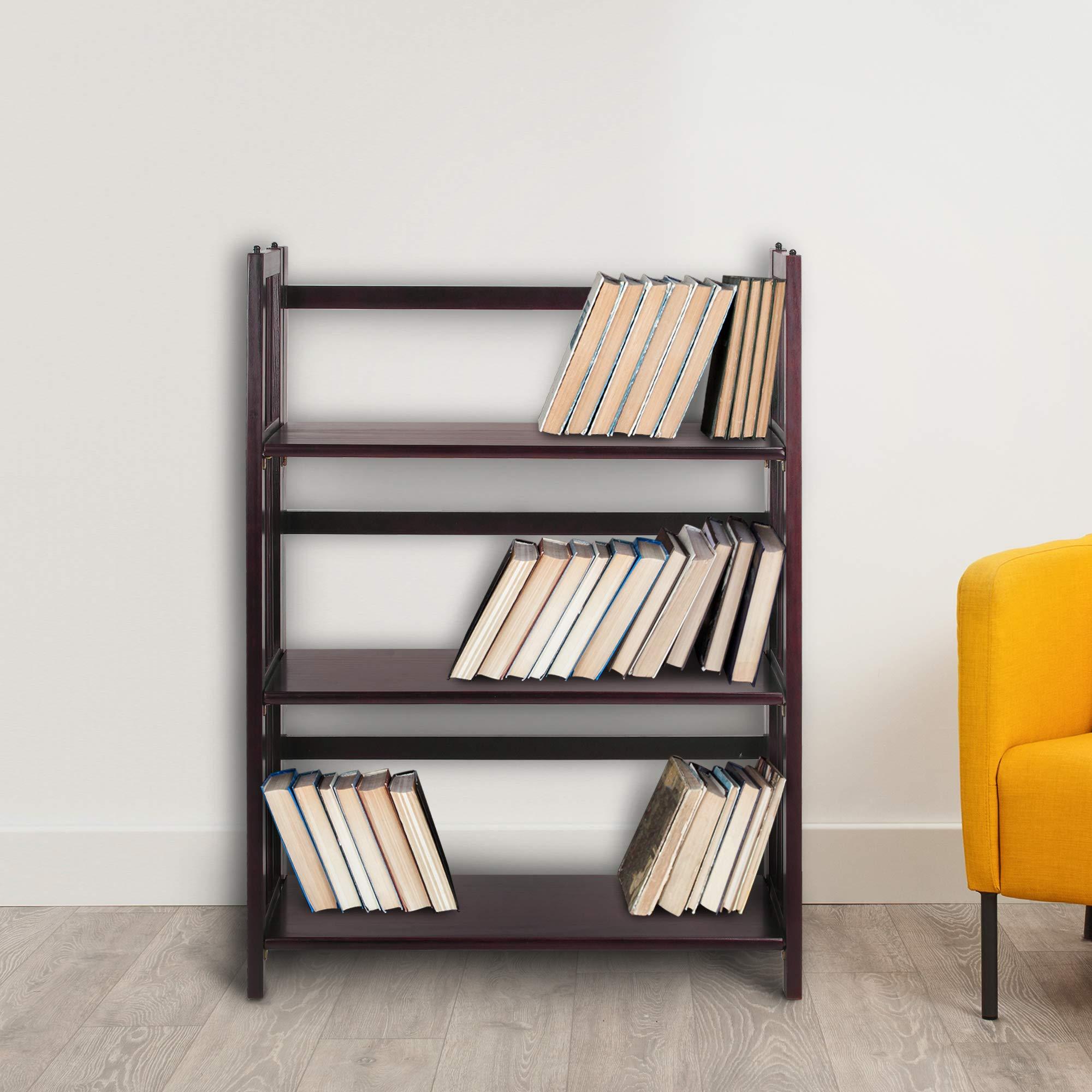 Casual Home 3 Shelf Folding Stackable Bookcase, 27.5" Wide, Espresso - Image 2