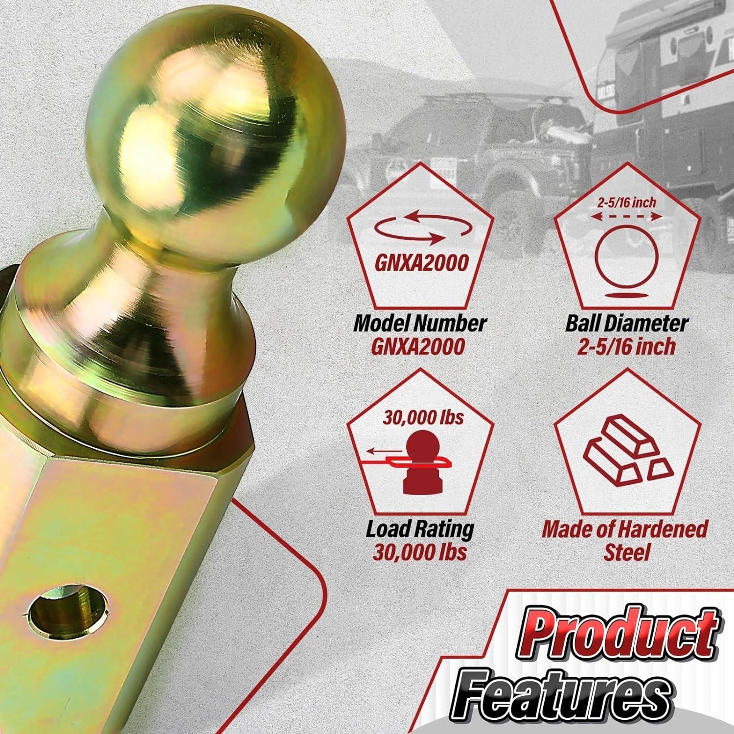 Fexhull GNXA2000 Gooseneck Turn Over Ball 2-5/16" Fit for B&W Trailer Hitches, Gooseneck Hitch Ball - Image 3