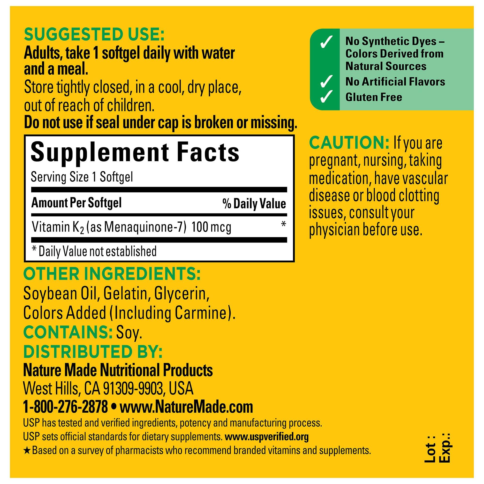 Nature Made Vitamin K2 100 mcg, Healthy Bone Supplements, 30 Softgels, 30 Day Supply - Image 5