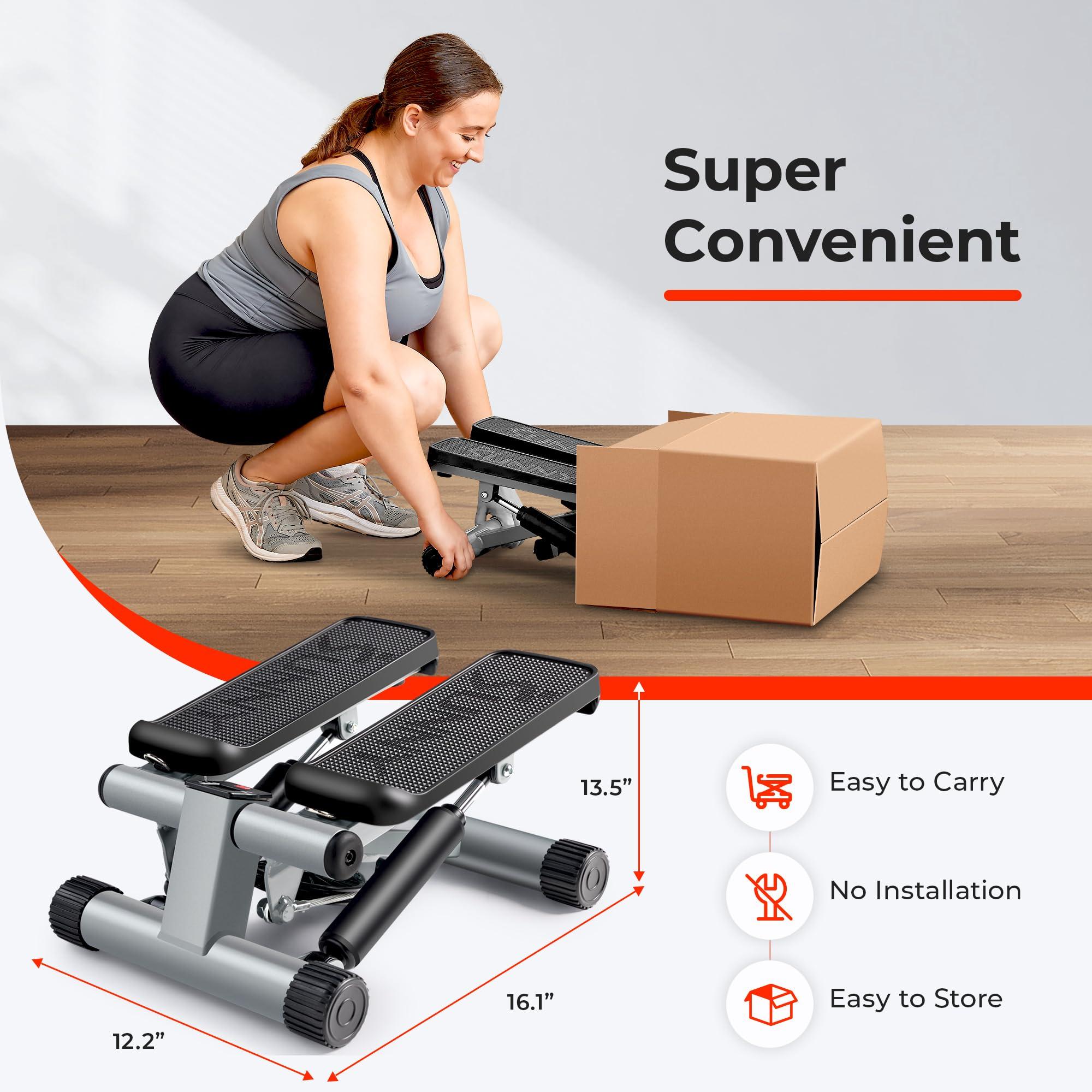 Sunny Health & Fitness Mini Stepper for Exercise at Home, Stair Step Workout Machine with Resistance Band and Over 300lb Weight Capacity, Optional Twist Motion and Free SunnyFit App Connection - Image 6