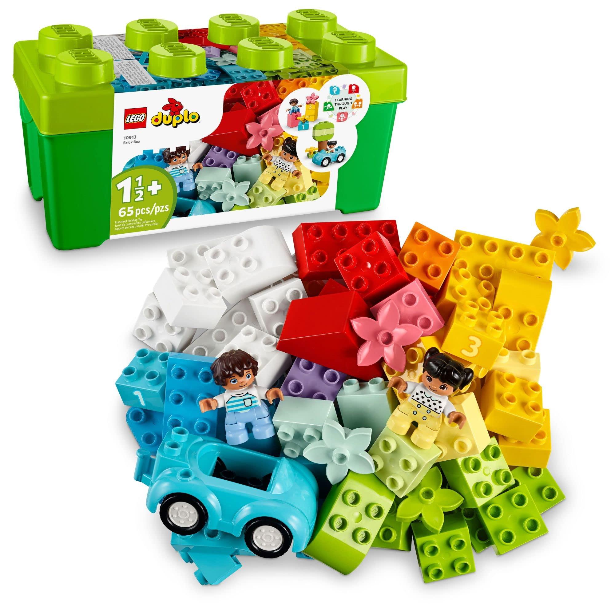 LEGO DUPLO Classic Brick Box Building Set - Features Storage Organizer, Toy Car, Number Bricks, Build, Learn, and Play, Great Gift Playset for Toddlers, Boys, and Girls Ages 18+ Months, 10913 - Image 1