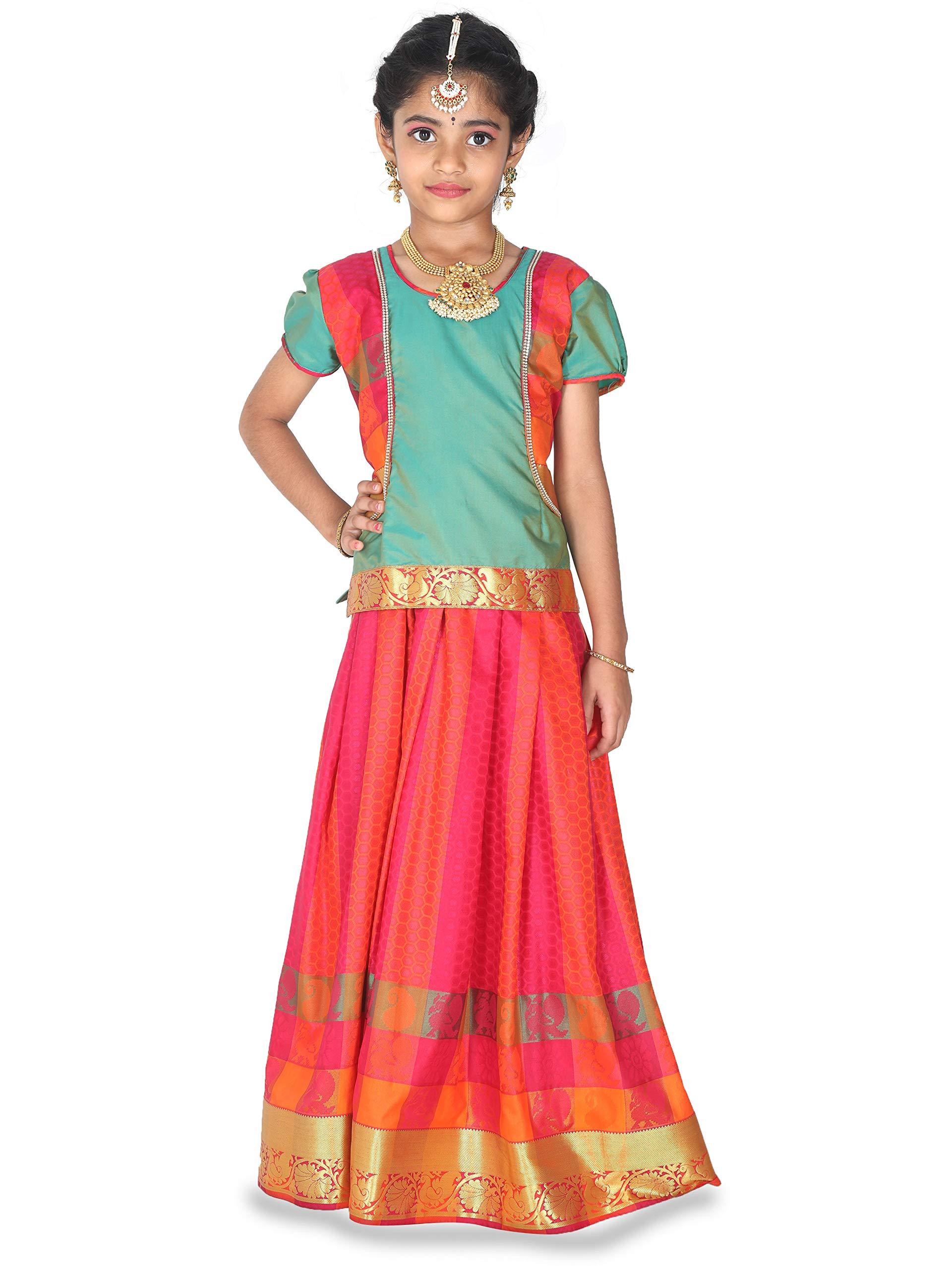 kaatru Thana Silk Girls Pavadai Set (D35) - Lehenga Choli (Prince Size Chart) - Image 5