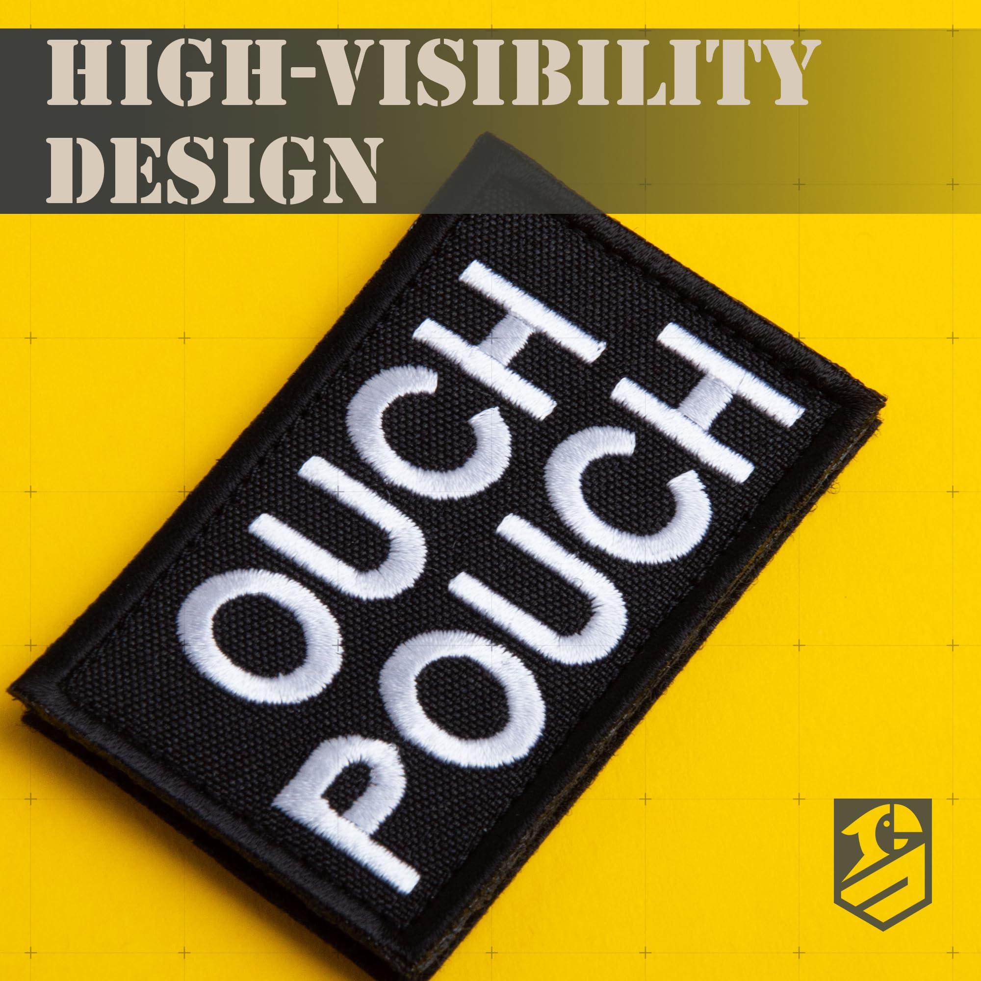 Bluyellow 2Pcs Ouch Pouch Patch, Embroidered Hook and Loop Medical EMS First Aid Patch for Backpack, Tactical Vest, Ifak Pouch, First Aid Kit Bag, Dog Vest, MOLLE, Black, 2x3 Inches - Image 7