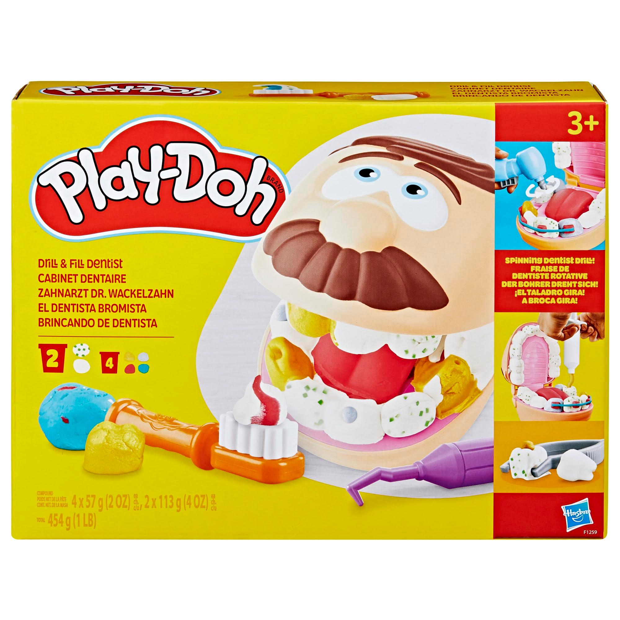 Play-Doh Drill 'n Fill Dentist Toy for Kids 3 Years and Up with Cavity and Metallic Colored Modeling Compound, 10 Tools, 8 Total Cans, 2 Ounces Each, Non-Toxic, Assorted Colors - Image 3
