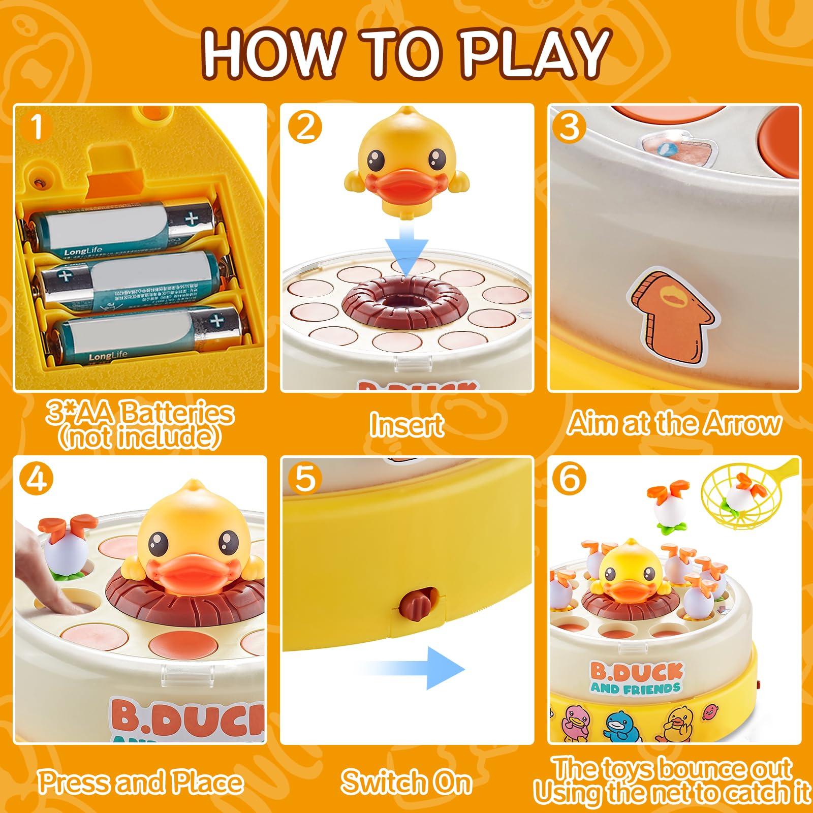 B.Duck Catch and Bounce Games Toys for Kids 3-5, B.Duck Board Games with 3 Nets for Kids 4-6, Birthday Gifts for Toddler Boys Girls 3 4 5 6 Years Old - Image 5